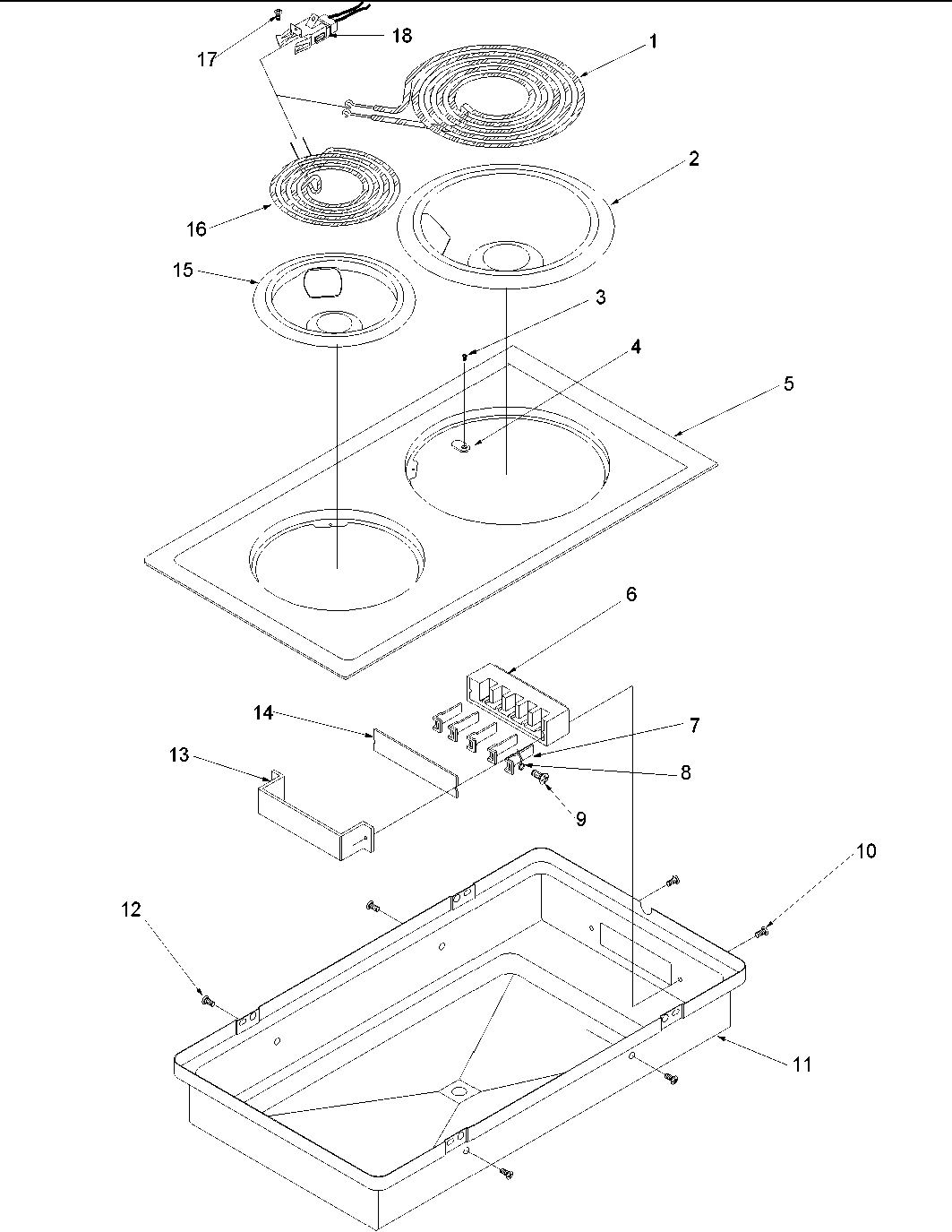 Amana CC1E-P1155201SE open coil cooktop - cc1e/w diagram