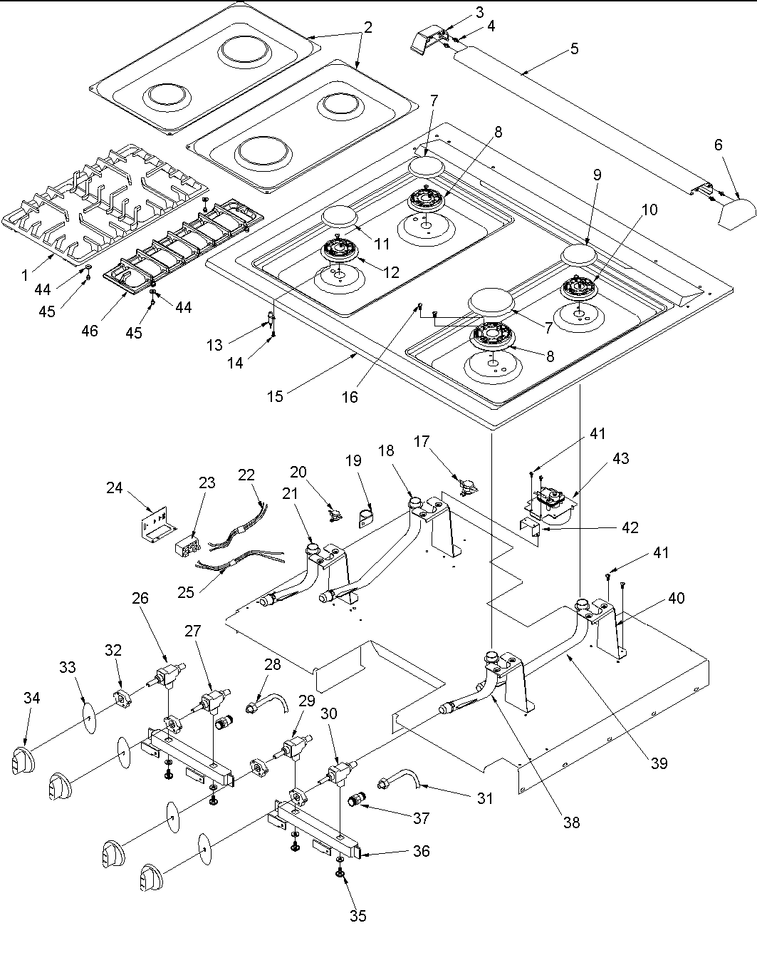 Amana ACS3350AW0 main top diagram