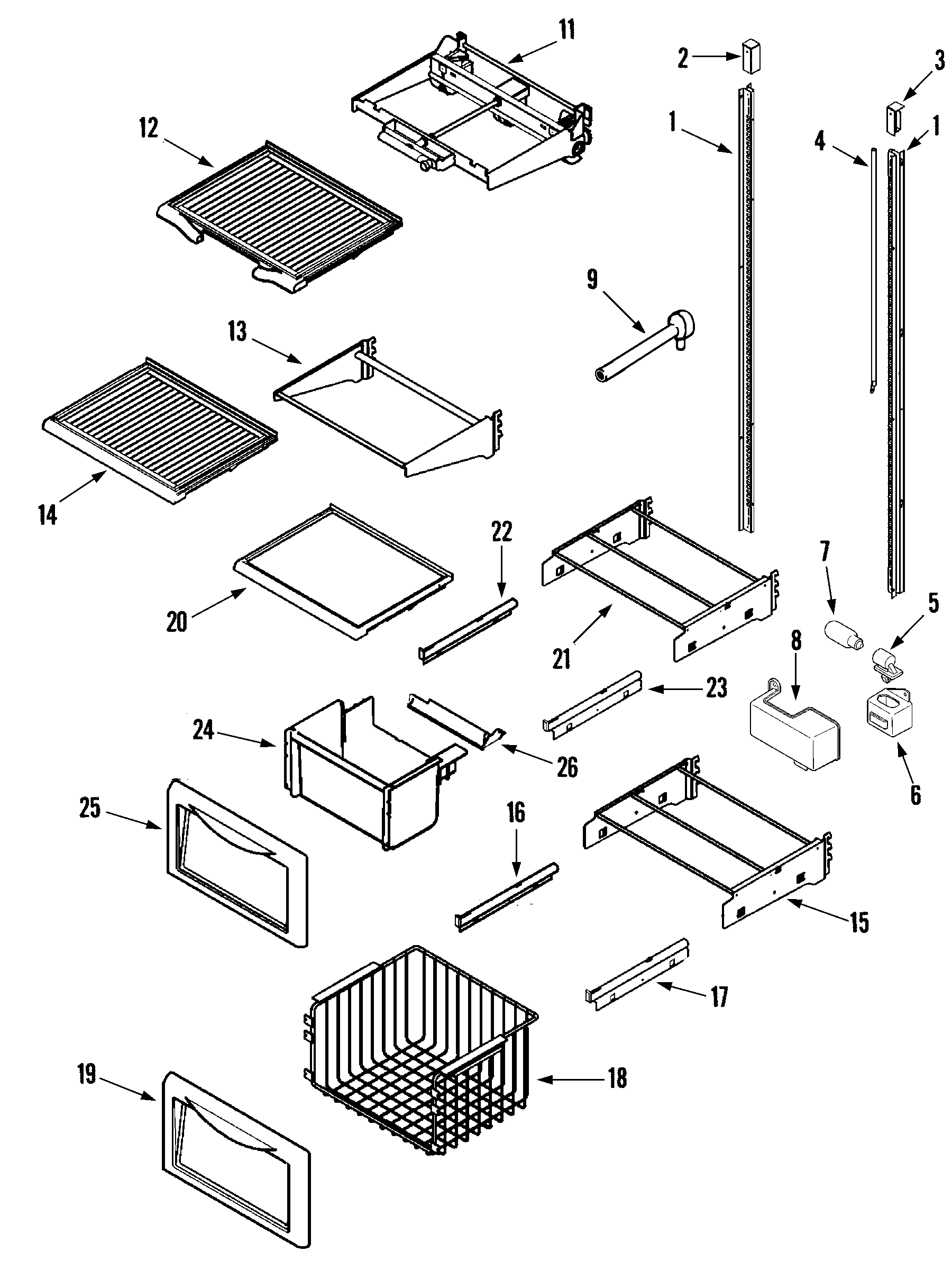 Jenn-Air JS48PPFXDA shelves & accessories (freezer) diagram