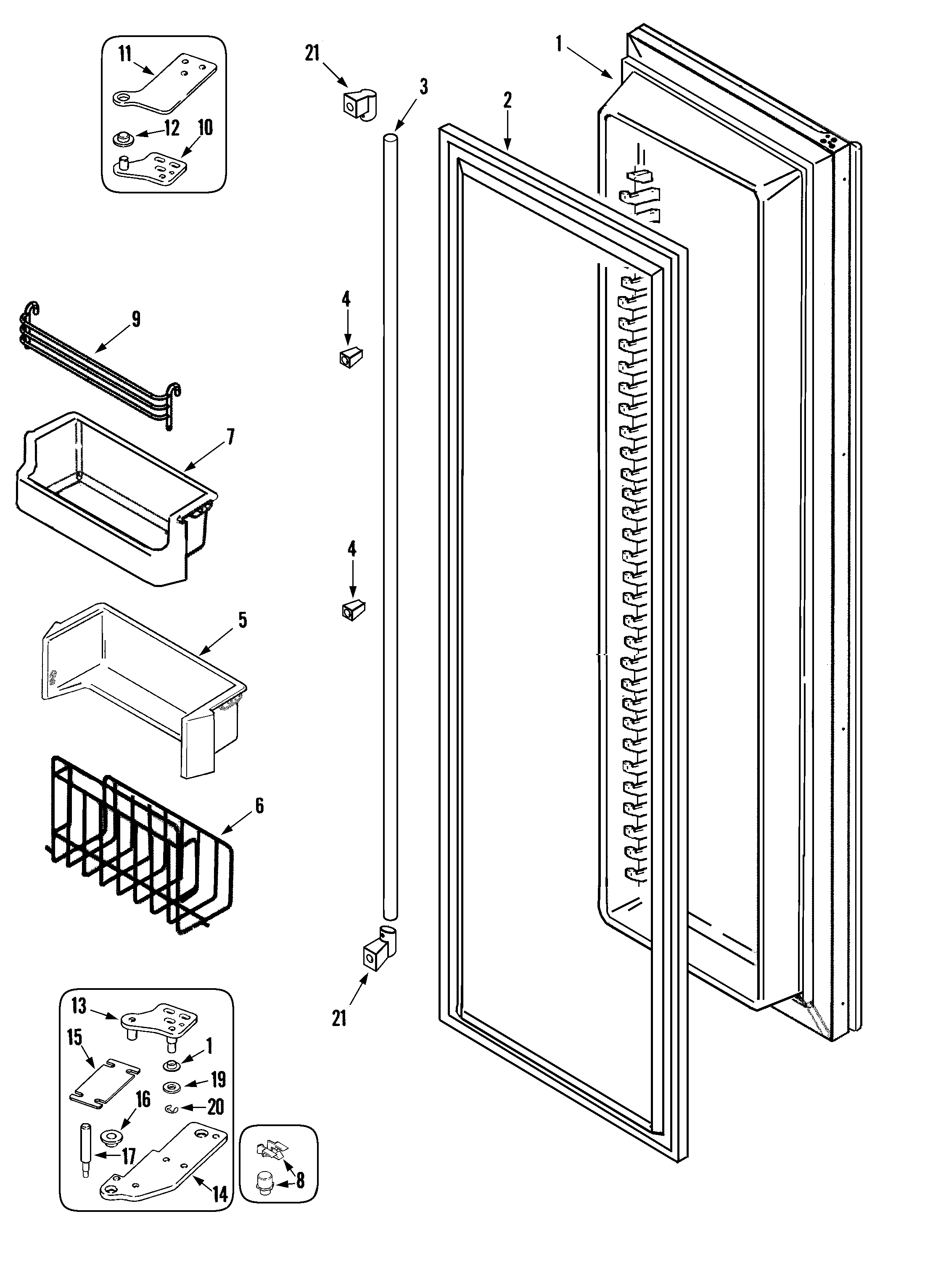 Jenn-Air JS48PPFXDA freezer door diagram