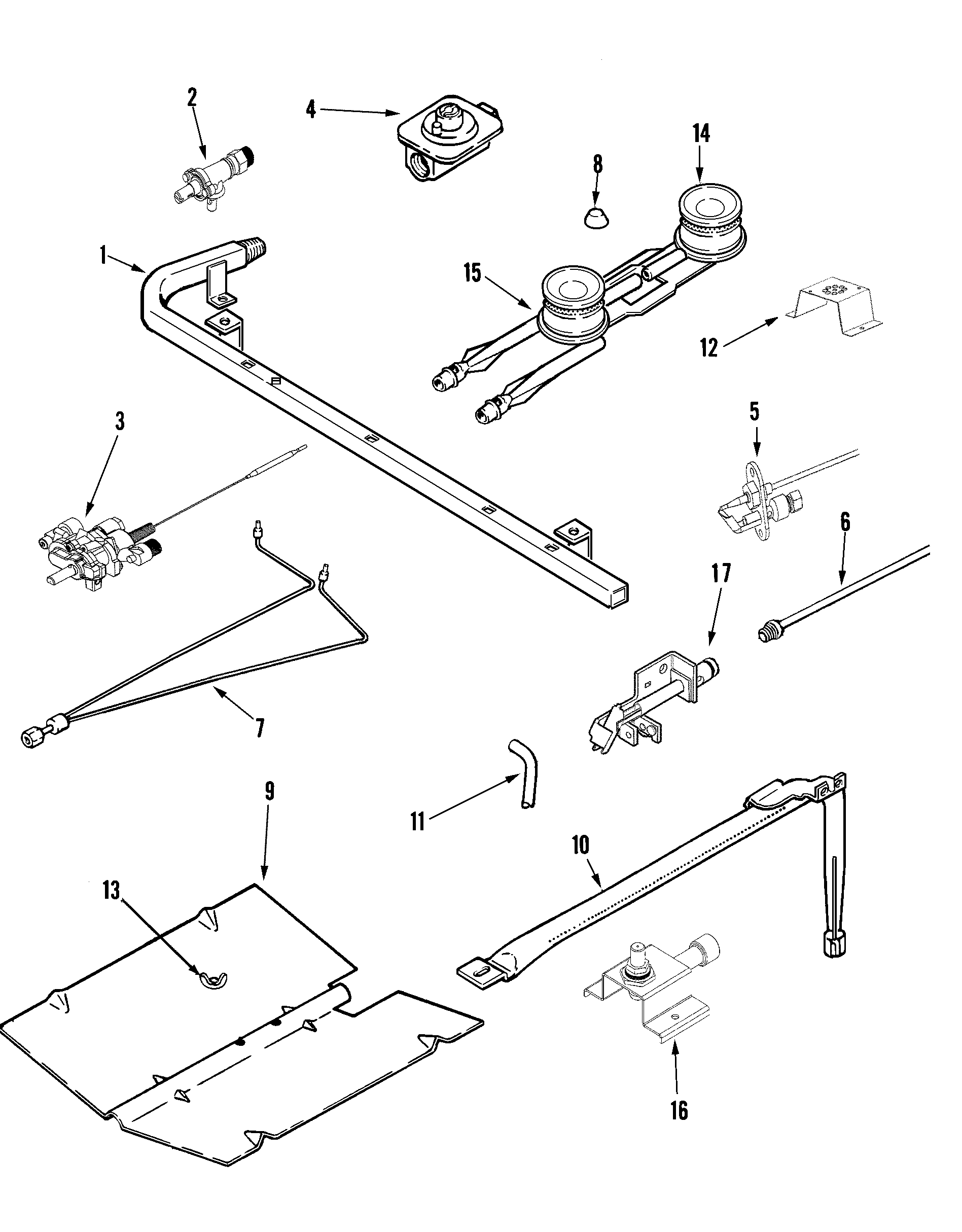 Crosley CG31200BDW gas controls diagram