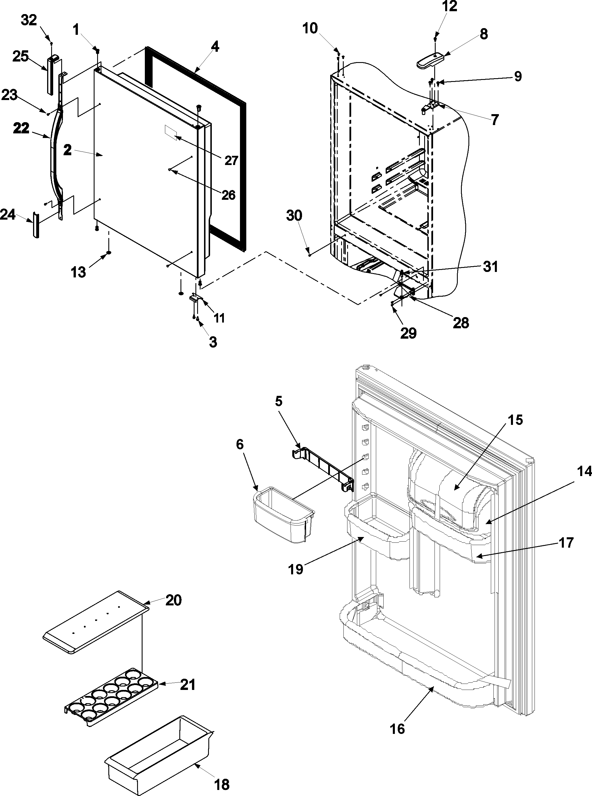 Kenmore 59675939402 refrigerator door diagram