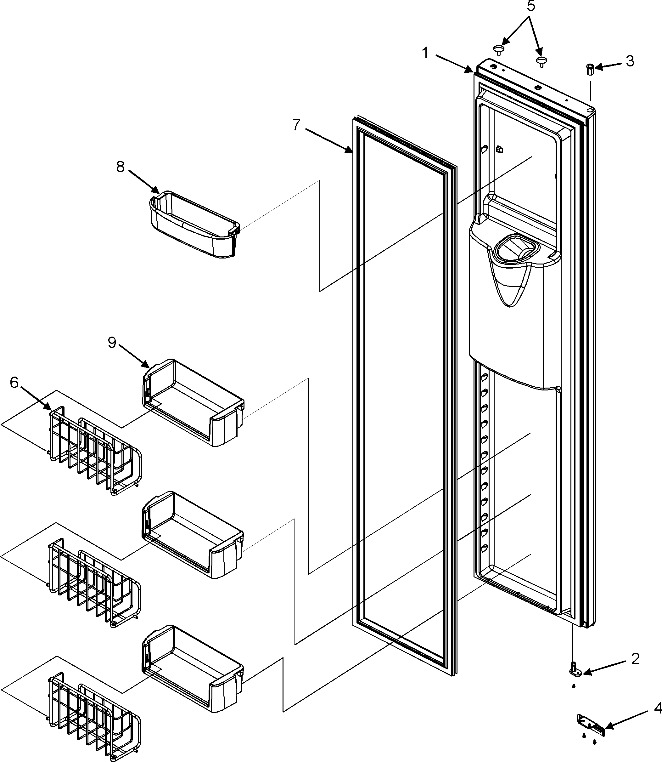 Jenn-Air JSD2695KGW freezer door diagram
