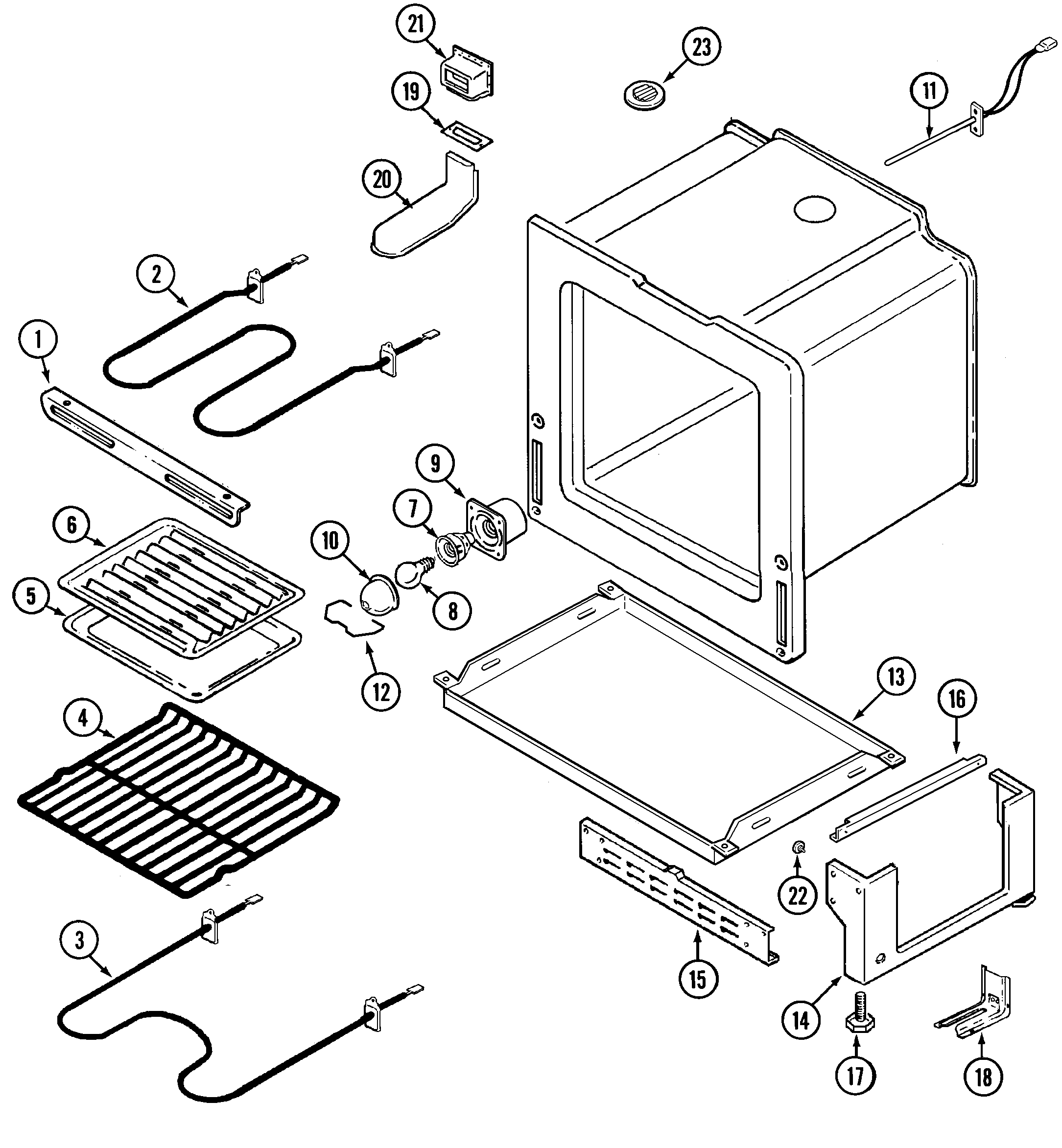 Magic Chef CER3760ACQ oven/base diagram