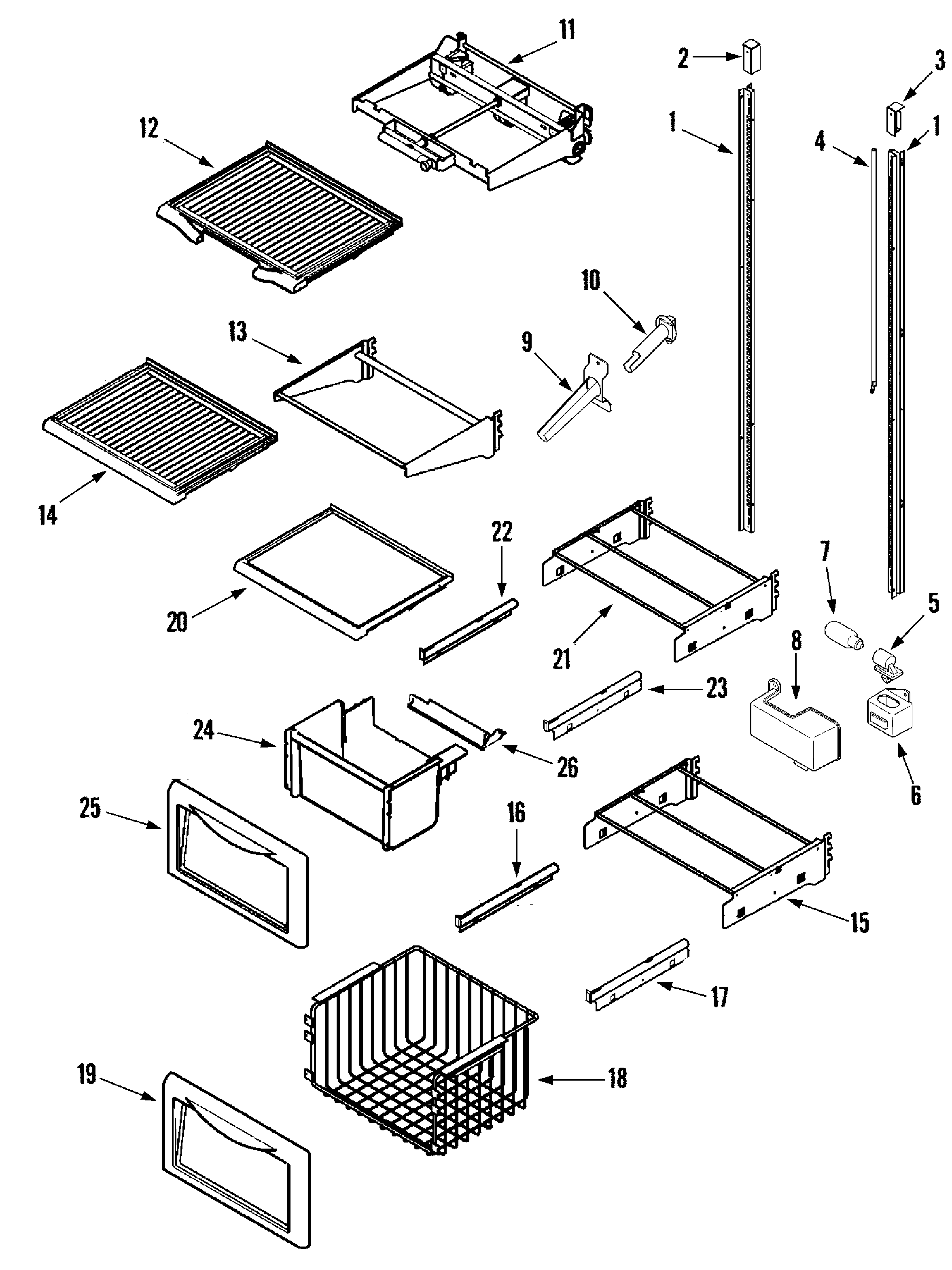 Jenn-Air JS48SEFXFA shelves & accessories (freezer) diagram