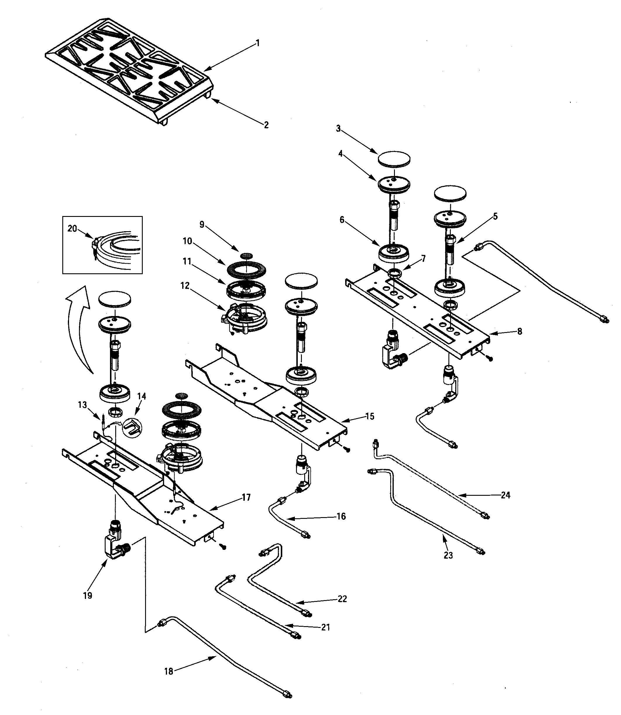 Jenn-Air PRG4810NP surface burner assembly diagram
