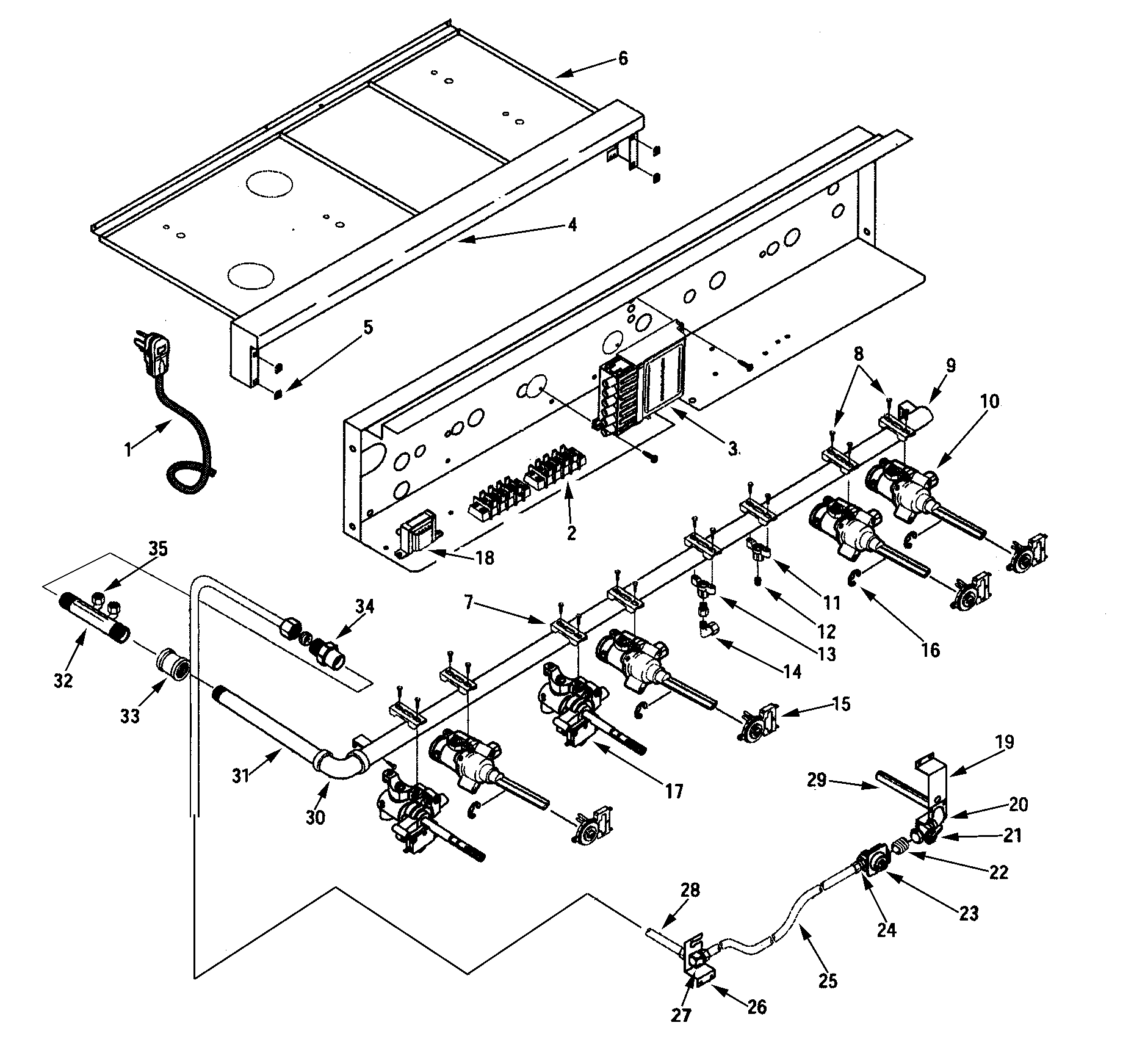 Jenn-Air PRG4810NP top/burner valves diagram