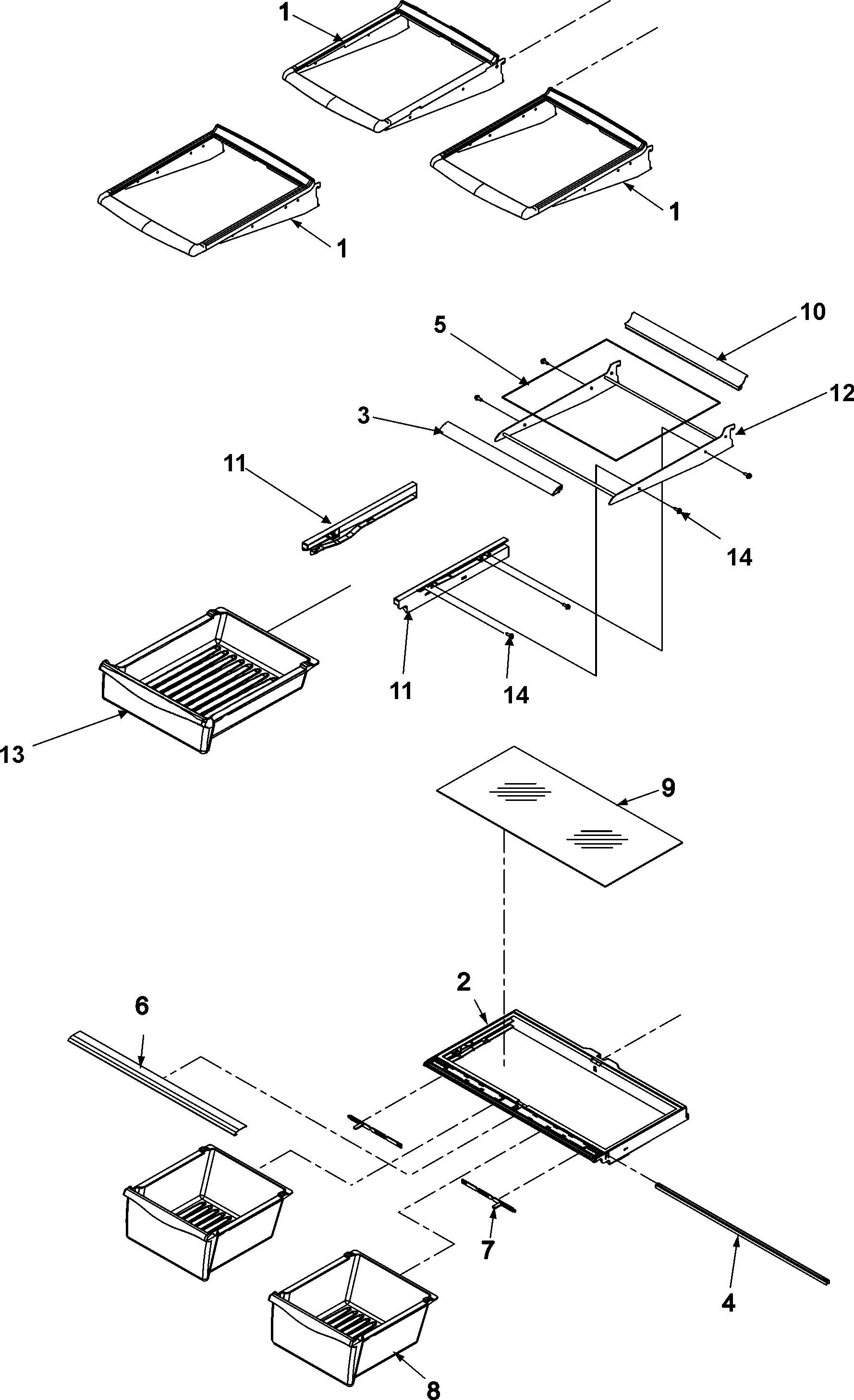 Amana ABB2222FEW0 refrigerator shelving diagram