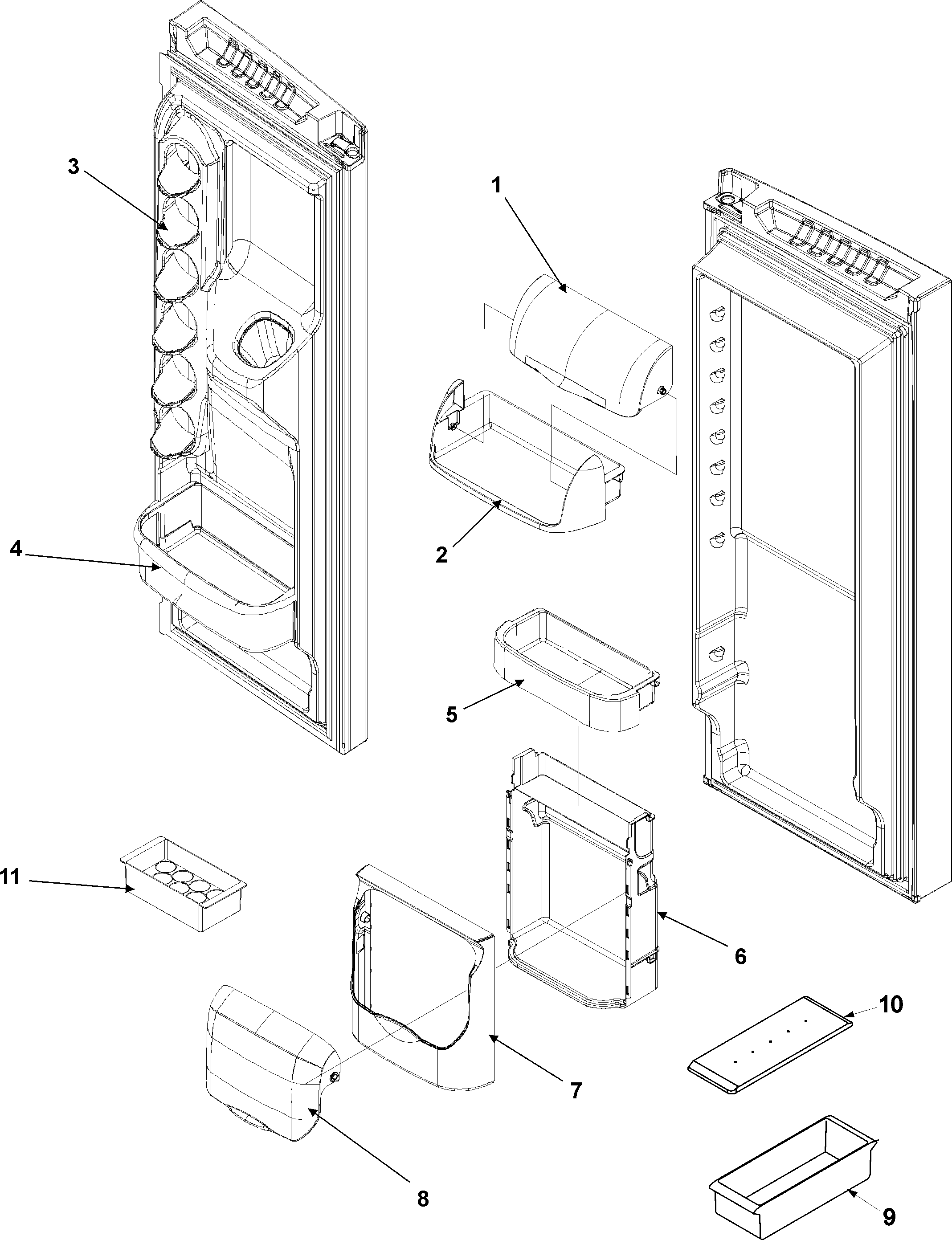 Amana AFI2538AEW ref door storage diagram