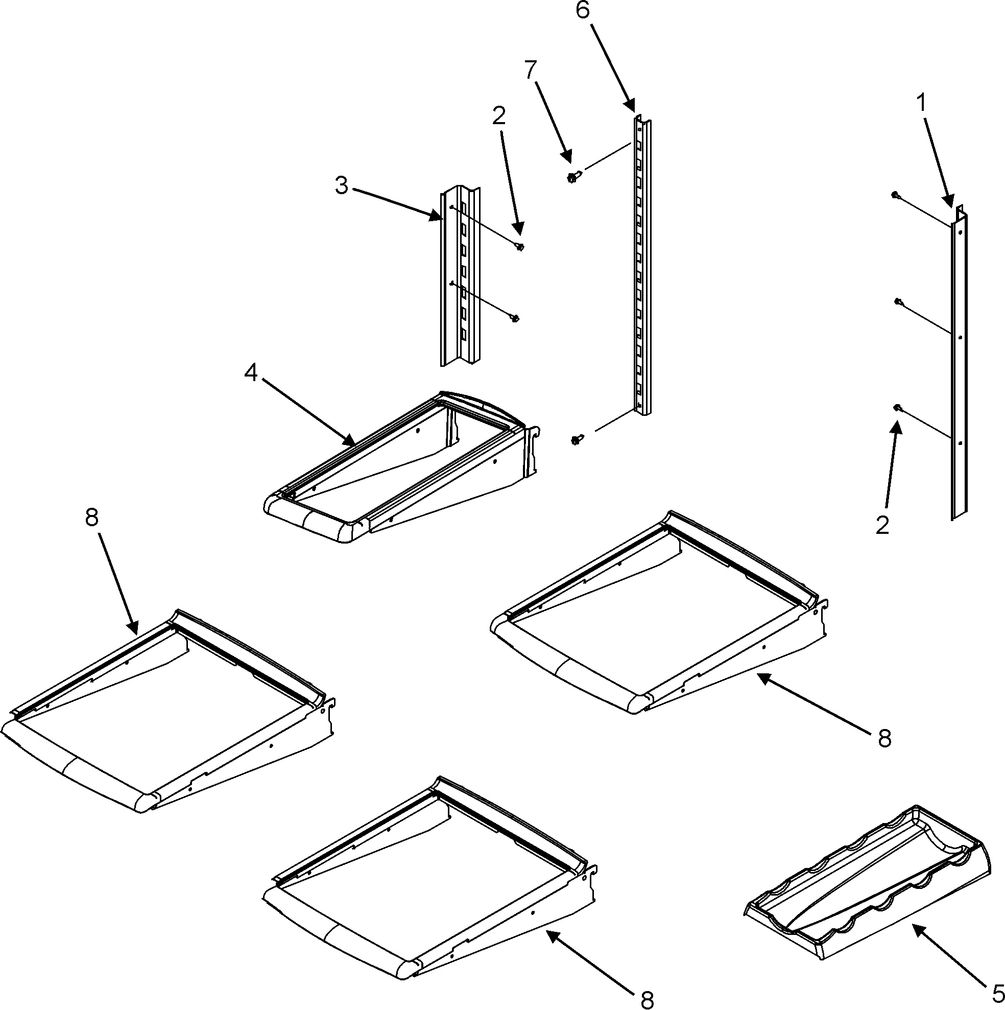 Amana AFI2538AEW refrigerator shelves diagram