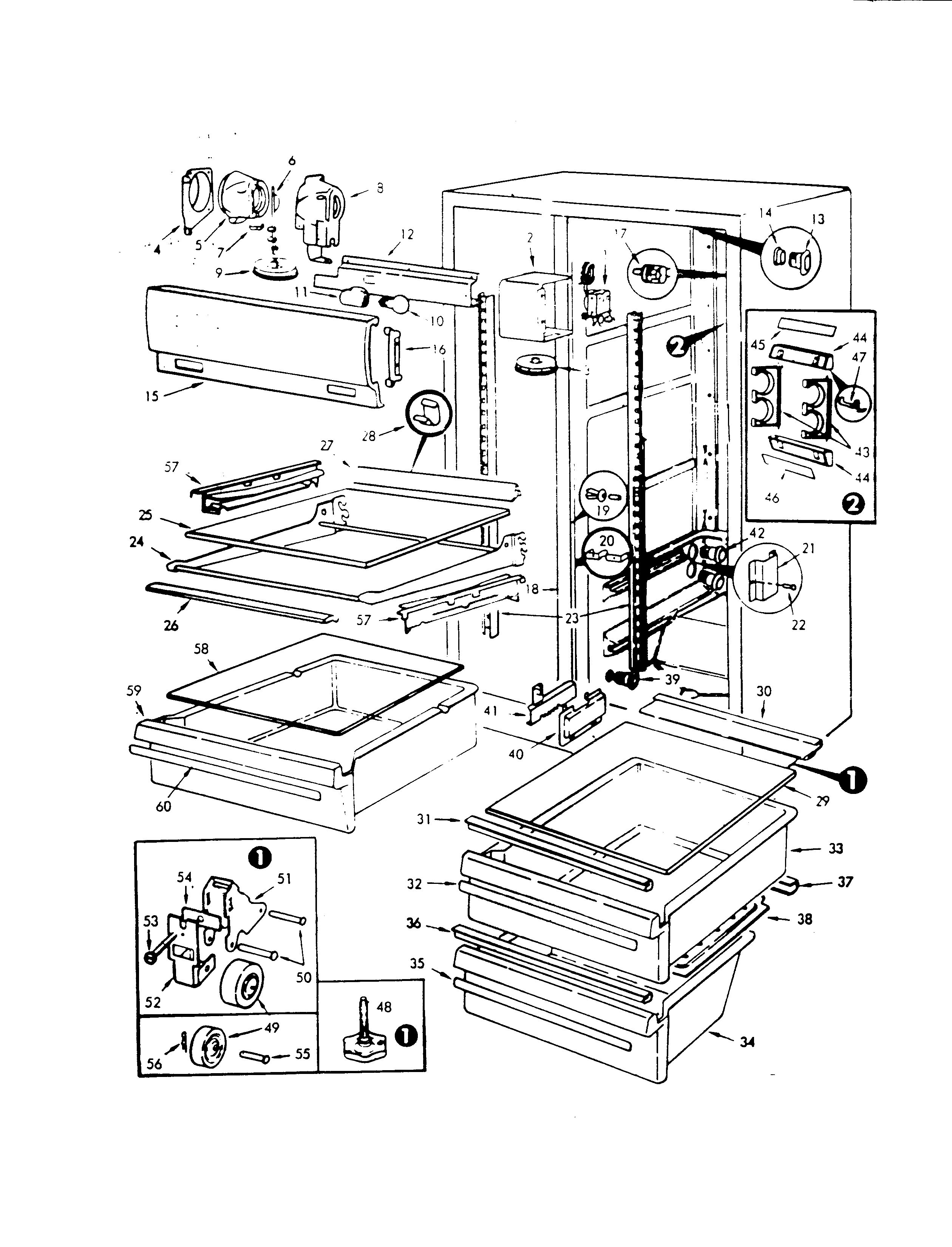 Jenn-Air JRSI223-8N02B fresh food compartment diagram