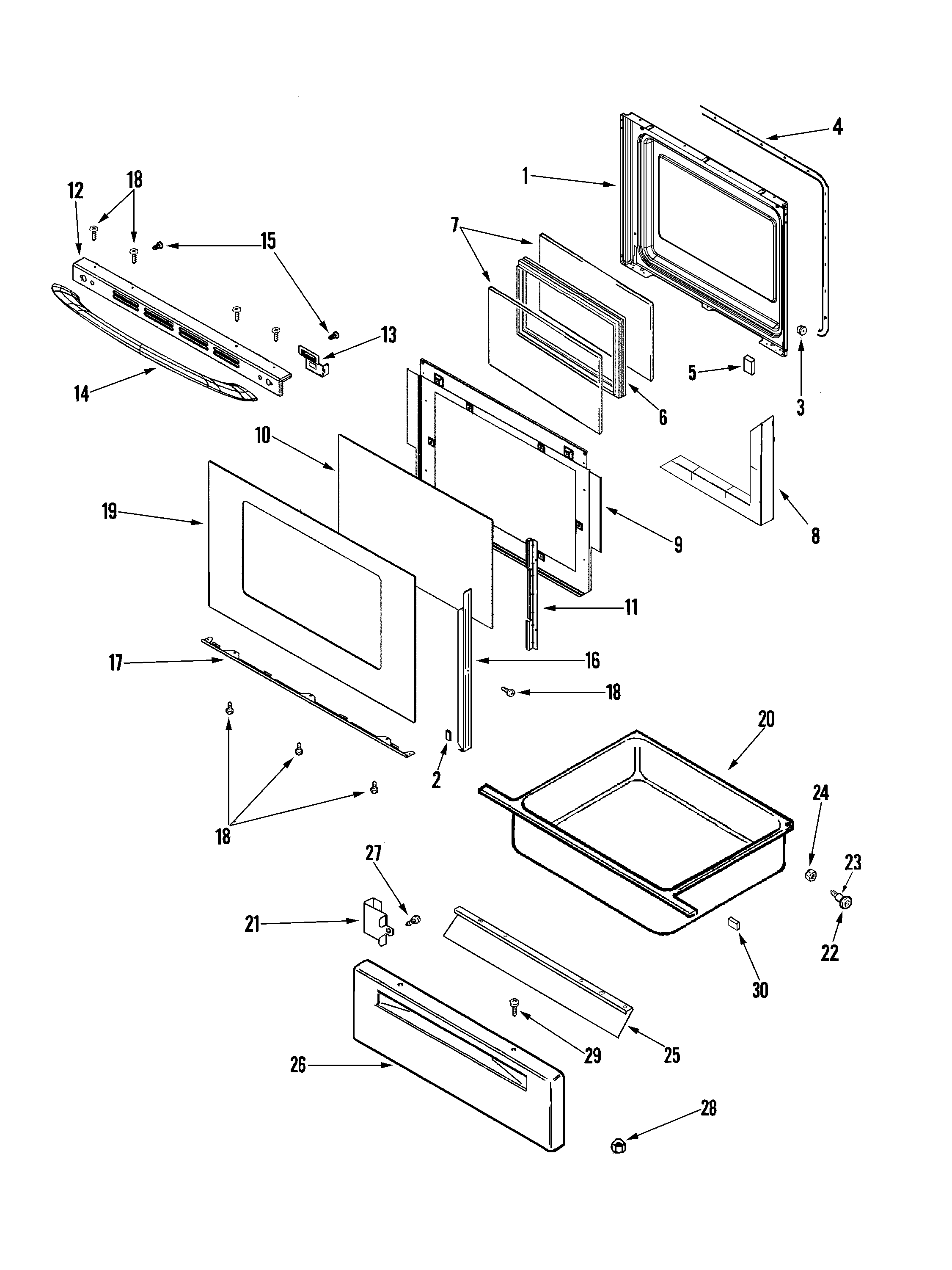 Maytag MGS5752BDW door/drawer diagram