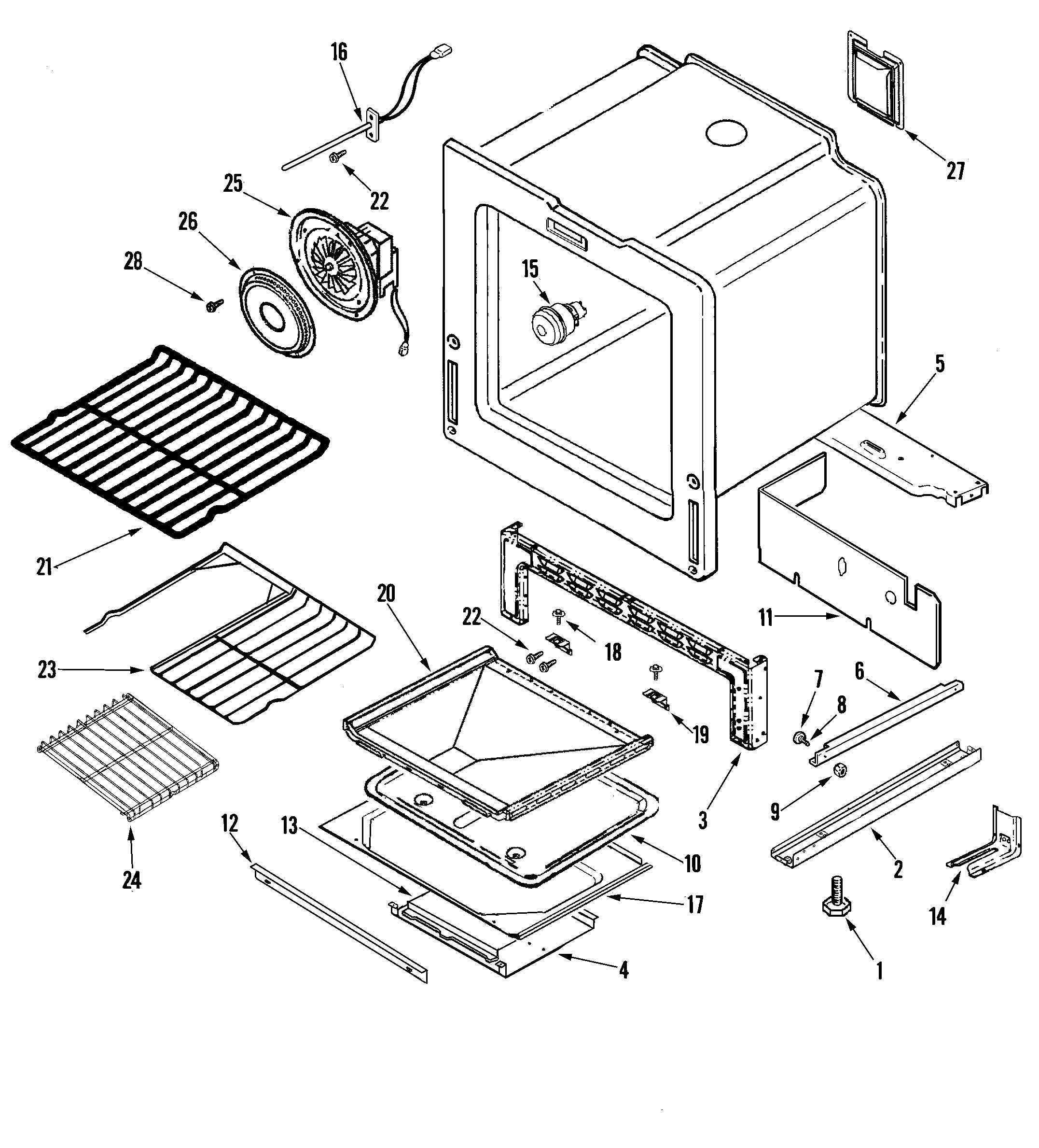 Maytag MGS5875BDW oven/base diagram