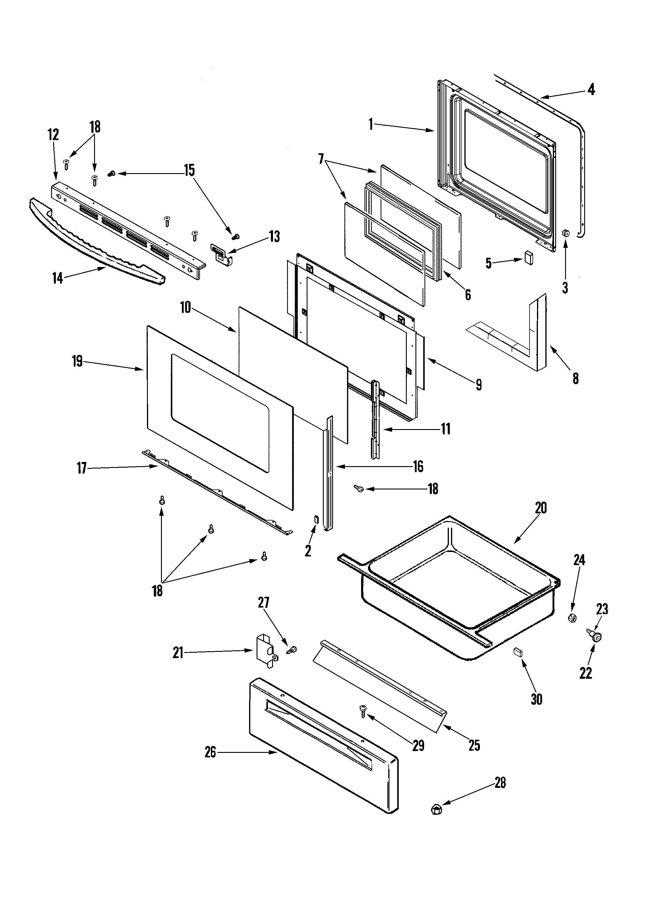 Amana AGS3760BDB door/drawer diagram