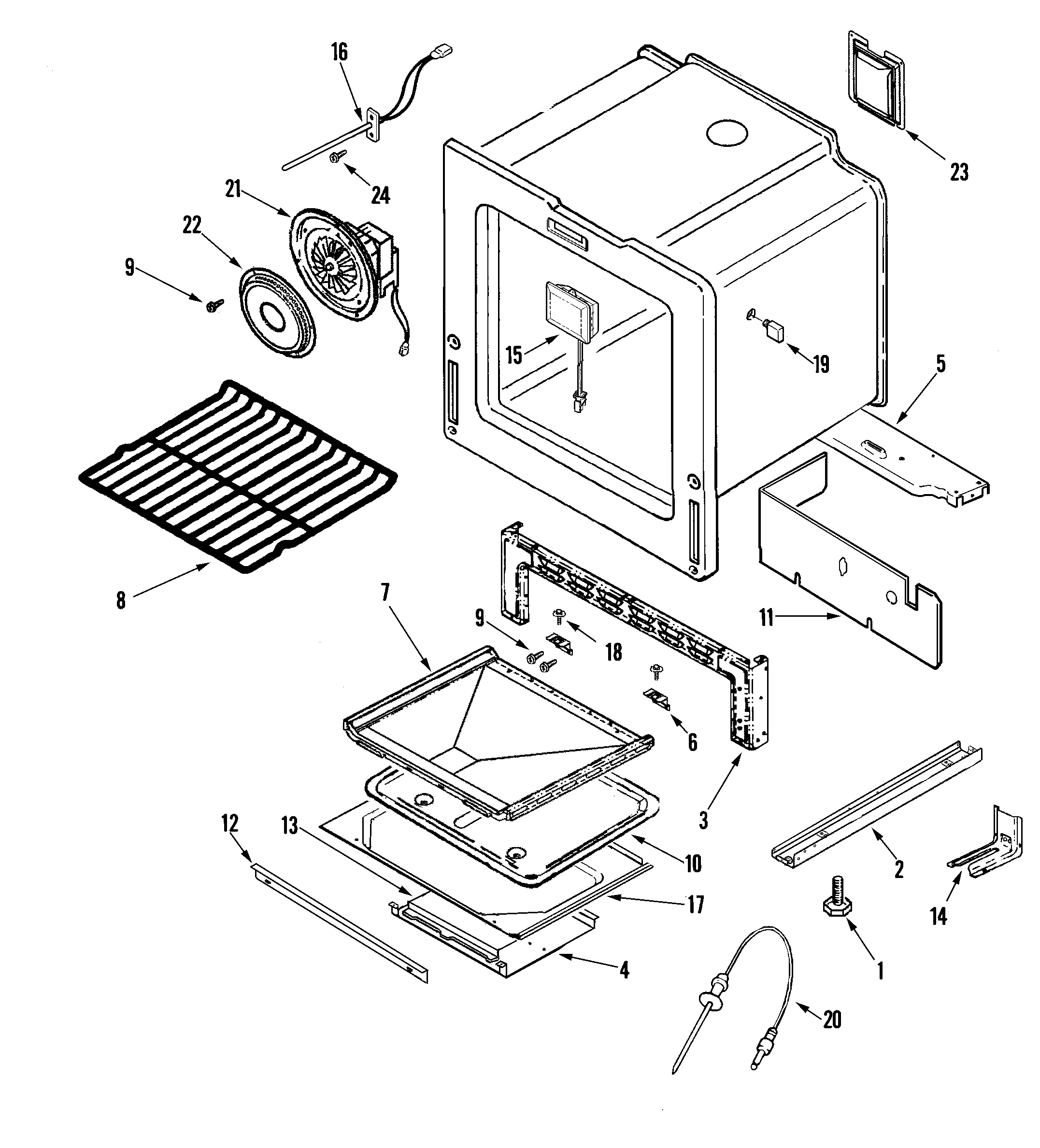 Jenn-Air JGS8850BDW oven/base diagram