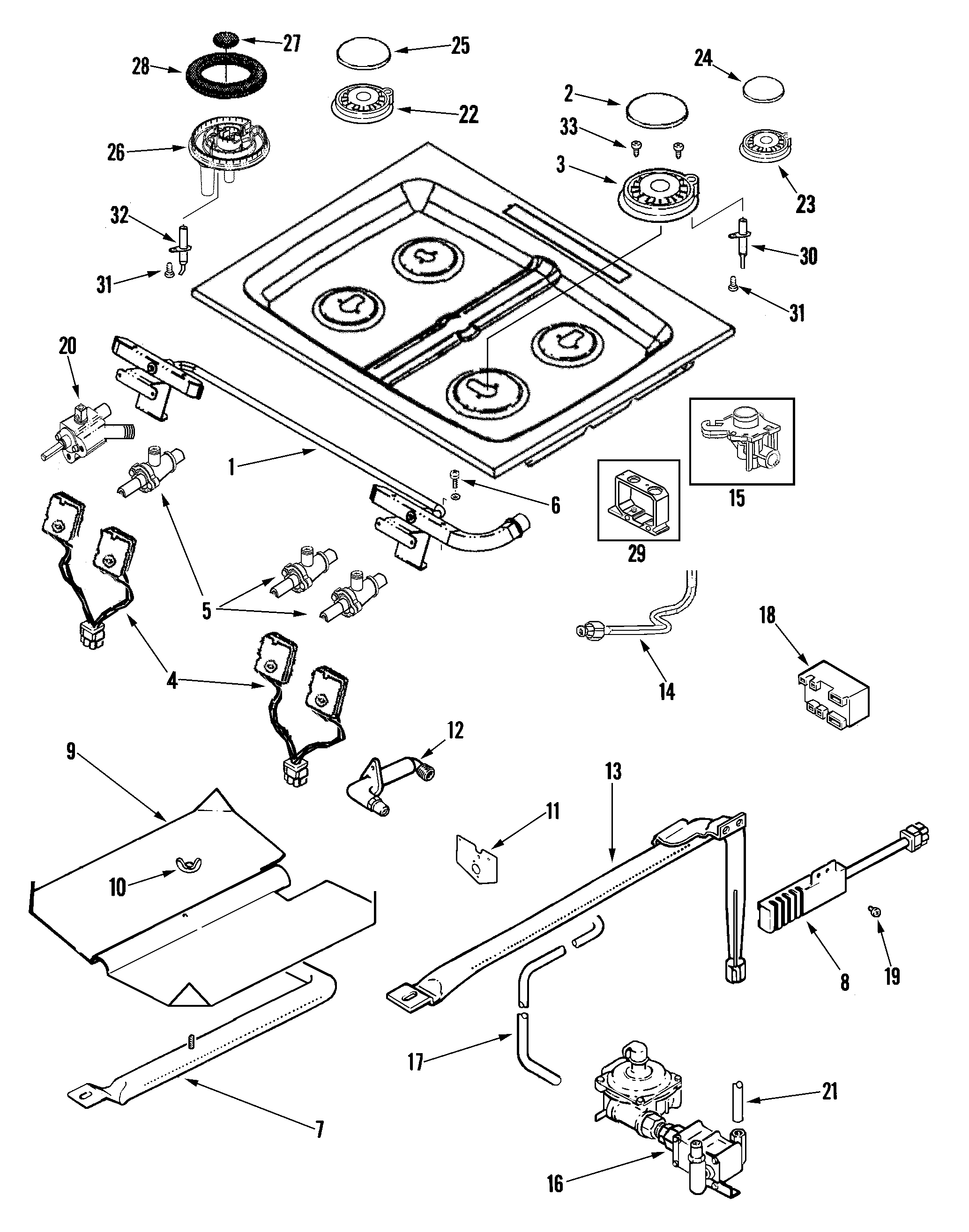 Jenn-Air JGS8850BDW gas controls diagram