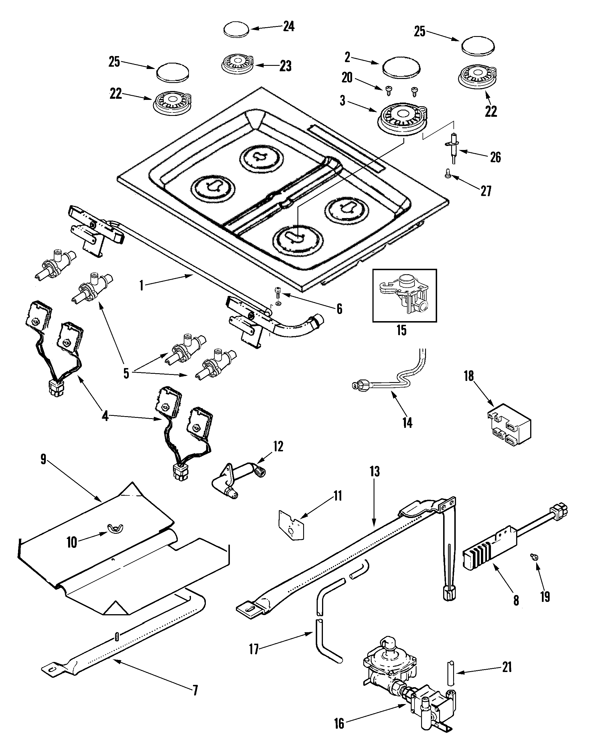 Jenn-Air JGS8750BDS gas controls diagram