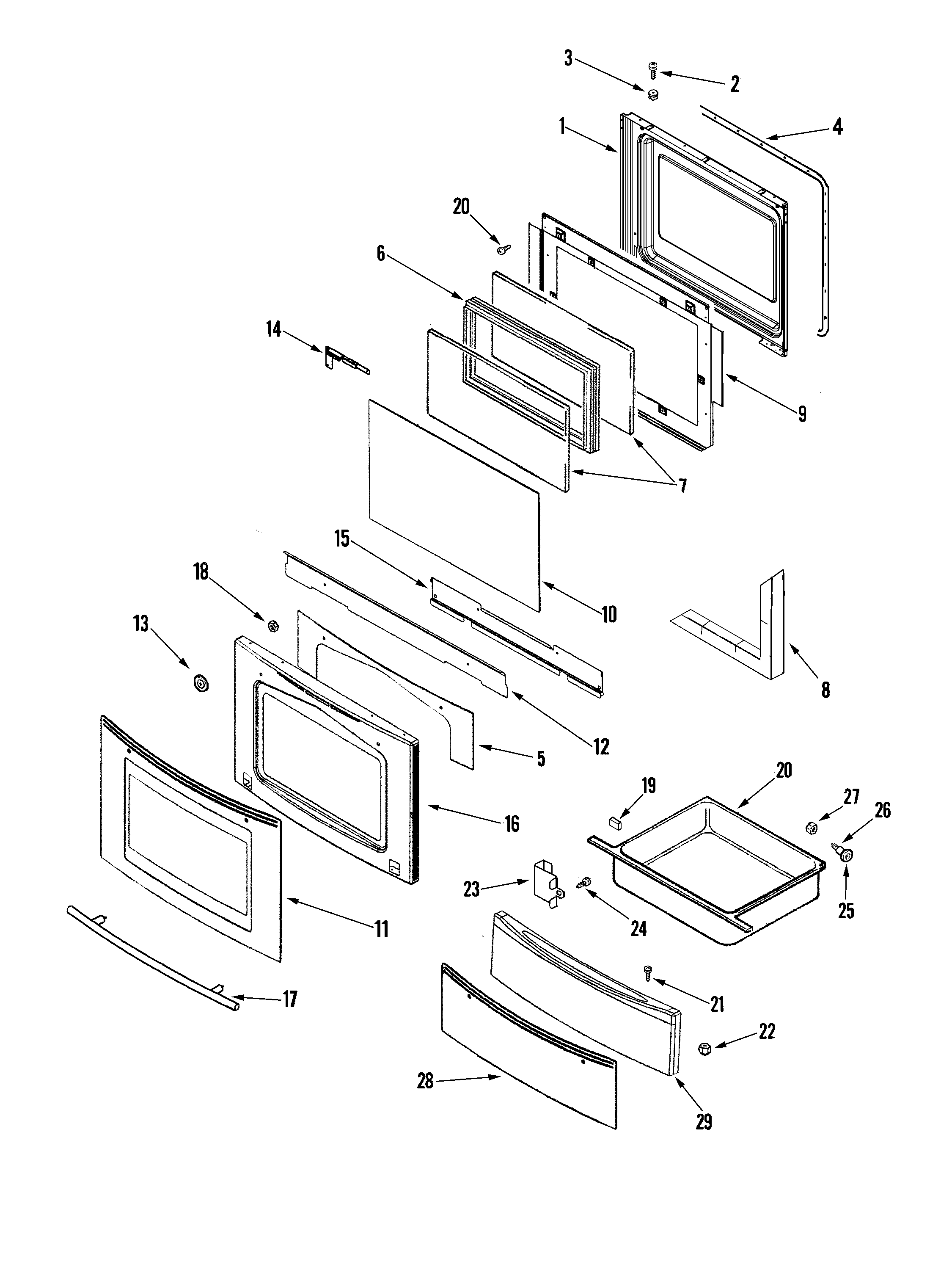 Jenn-Air JGS8750BDS door/drawer (ser pre 10) diagram