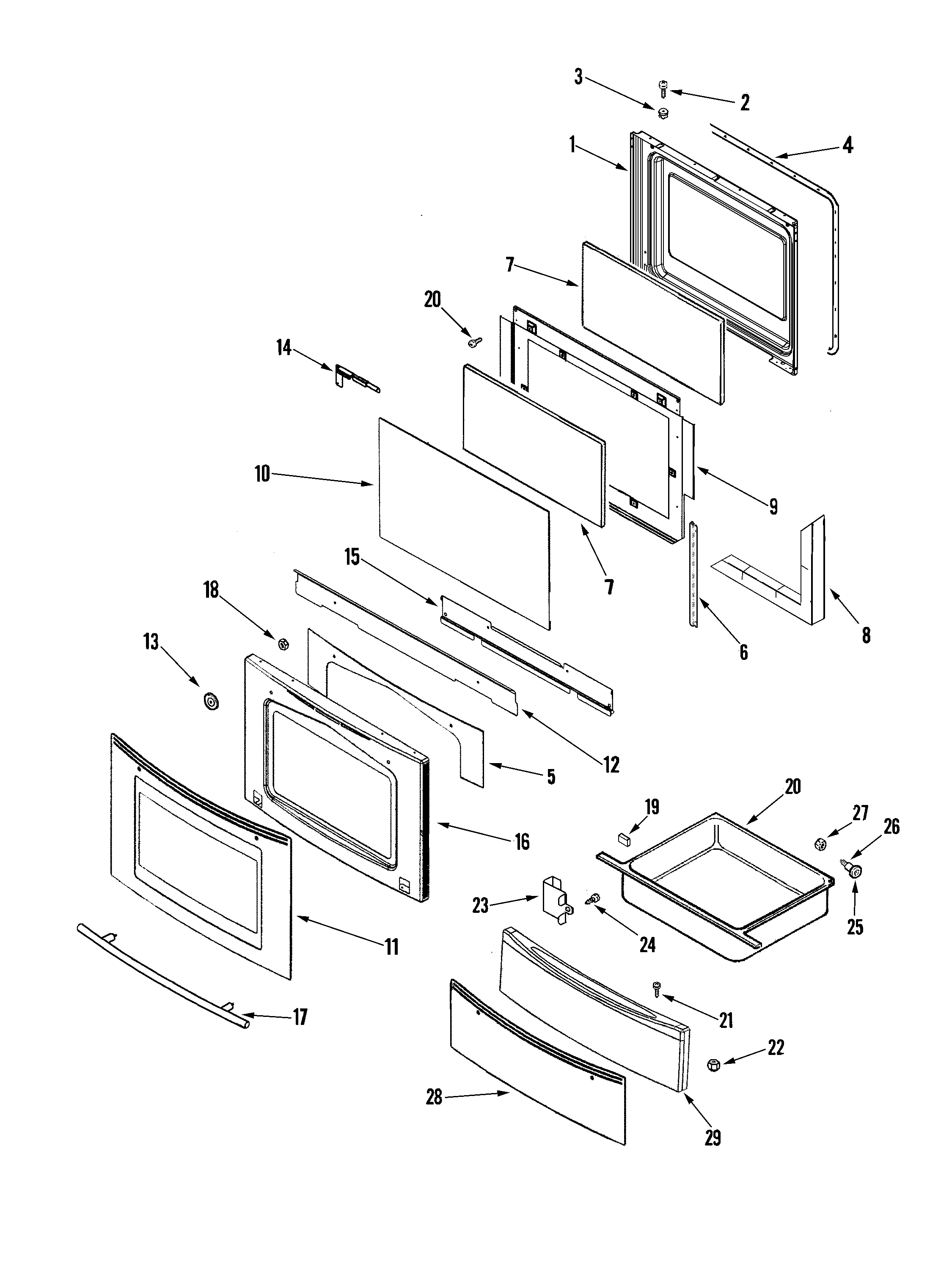 Jenn-Air JGS8750BDS door/drawer (ser pre 11) diagram