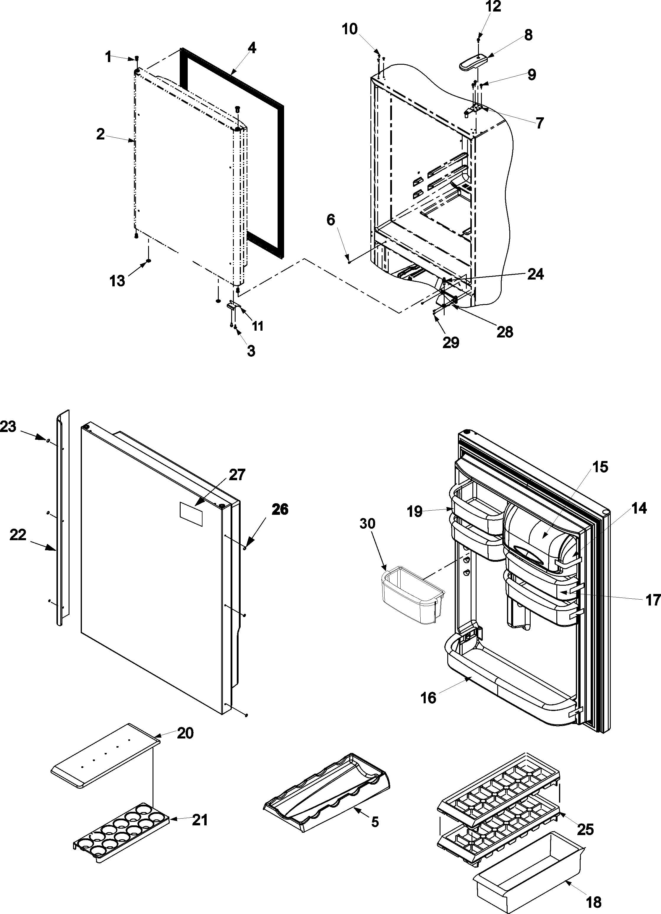 Kenmore 59667952600 refrigerator door diagram