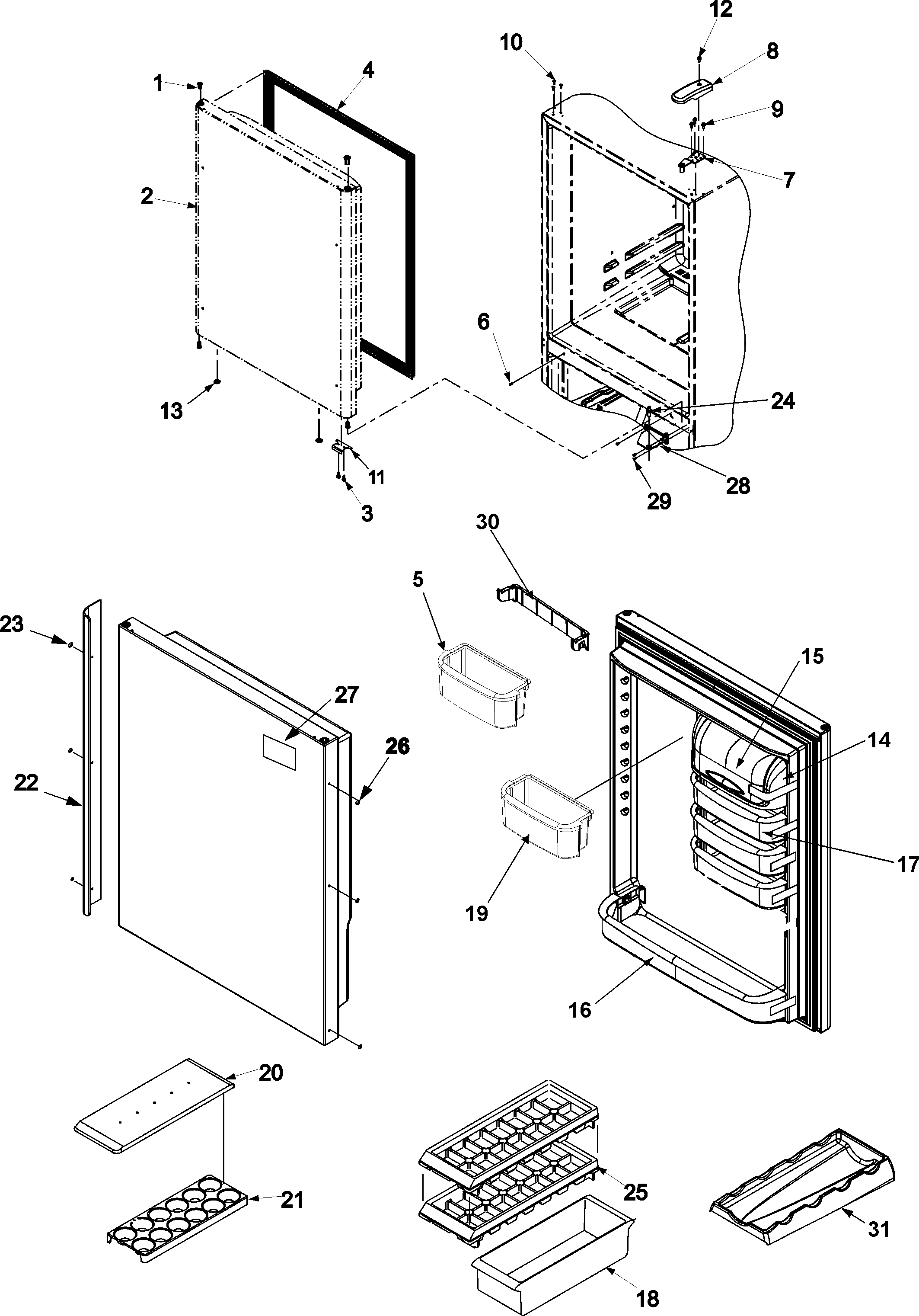 Kenmore 59667252600 refrigerator door diagram