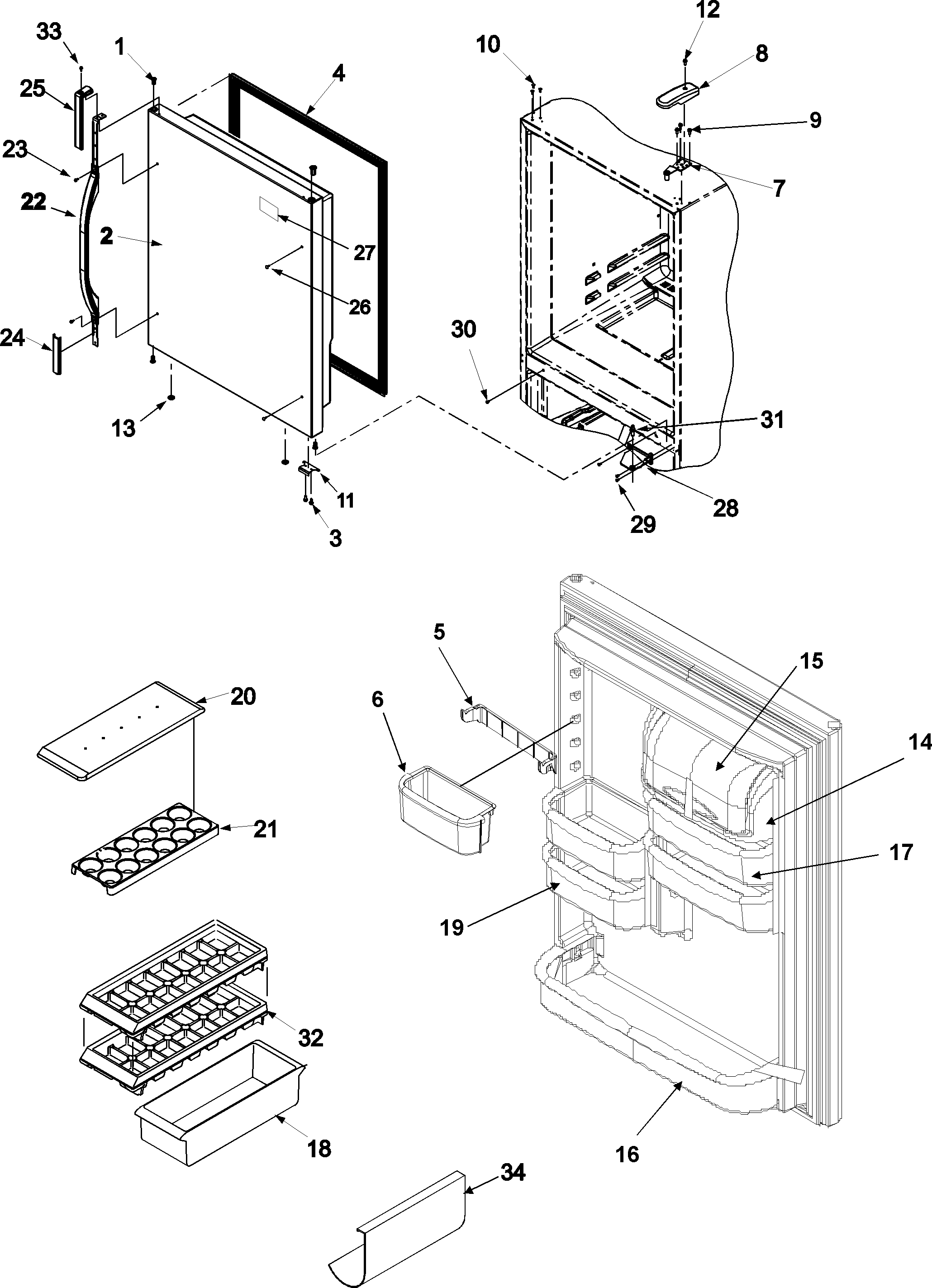 Kenmore 59665962700 refrigerator door diagram
