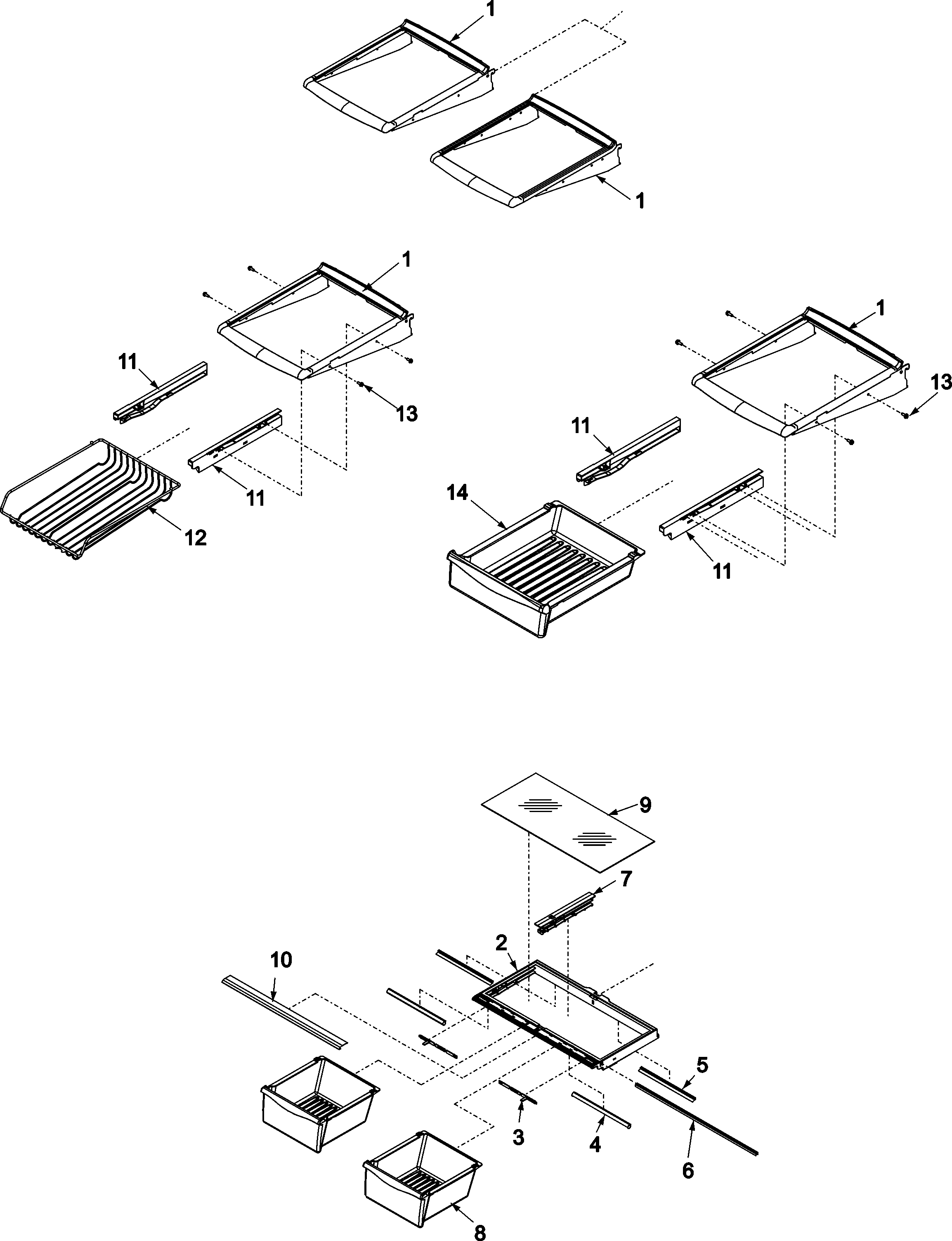 Amana ABB192ZDEB refrigerator shelving diagram