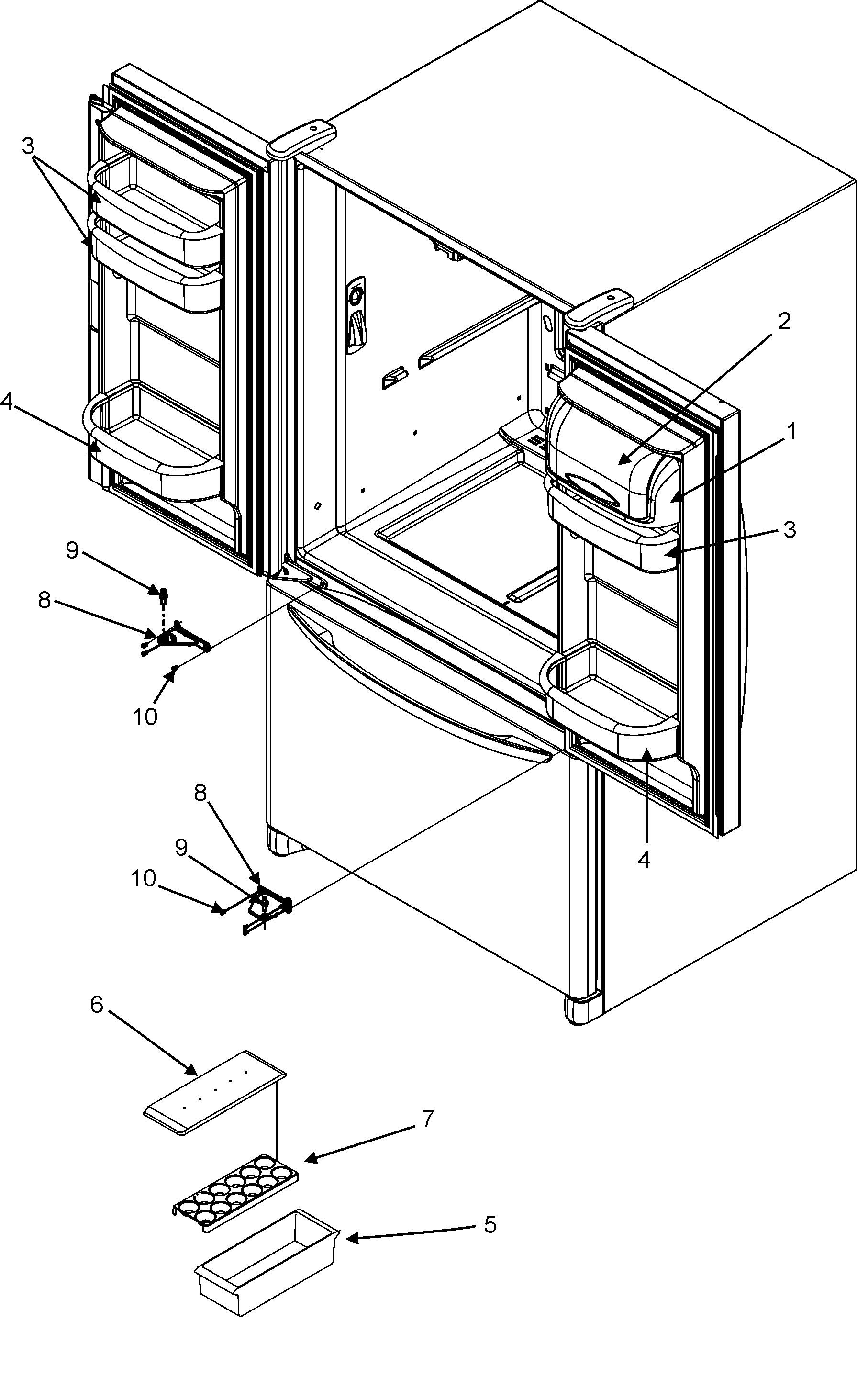 Maytag G32526PEKS ref dr storage & center hinges diagram
