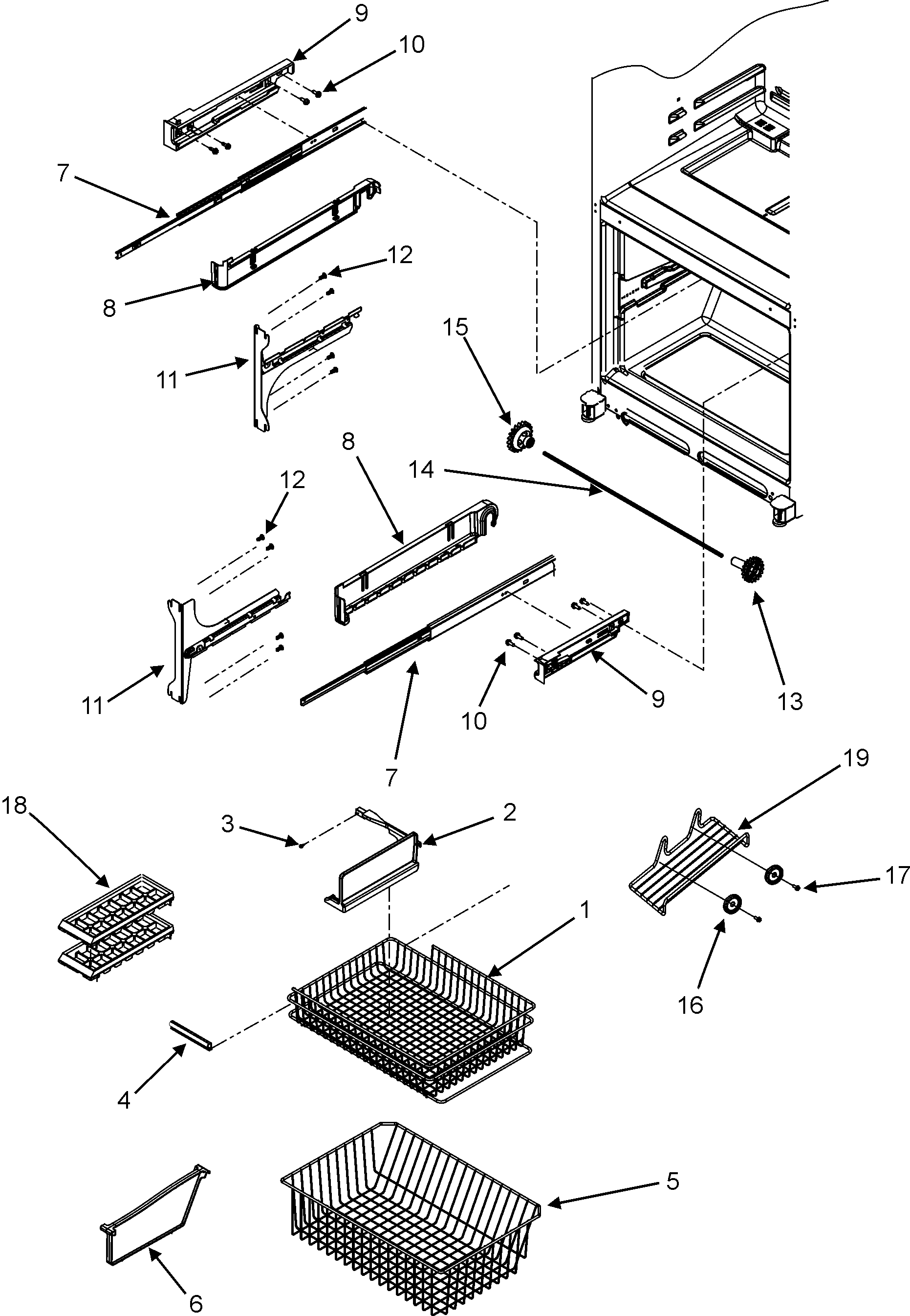 Maytag G32526PEKS freezer shelves diagram