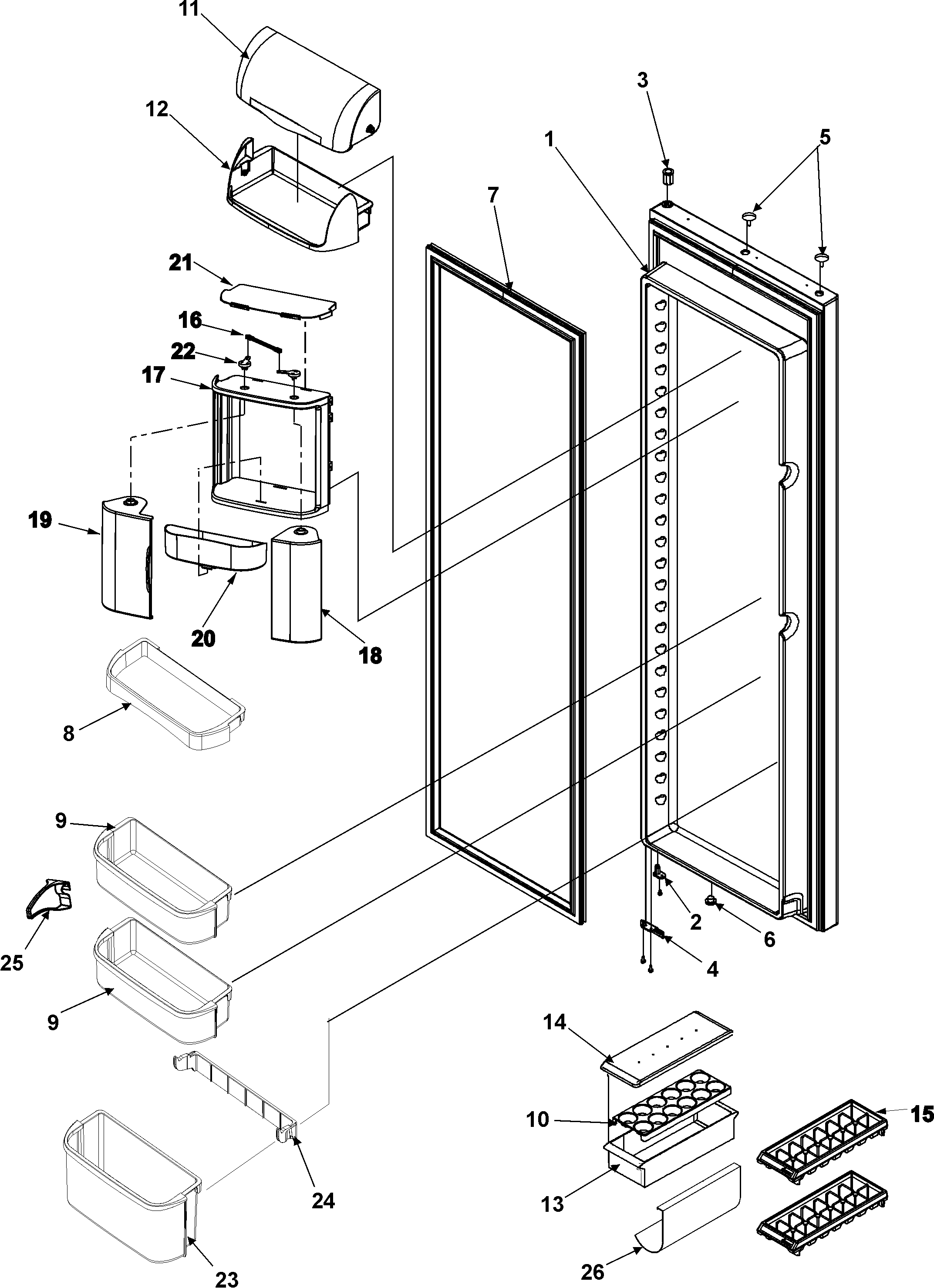 Amana AS2625PEKB refrigerator door diagram