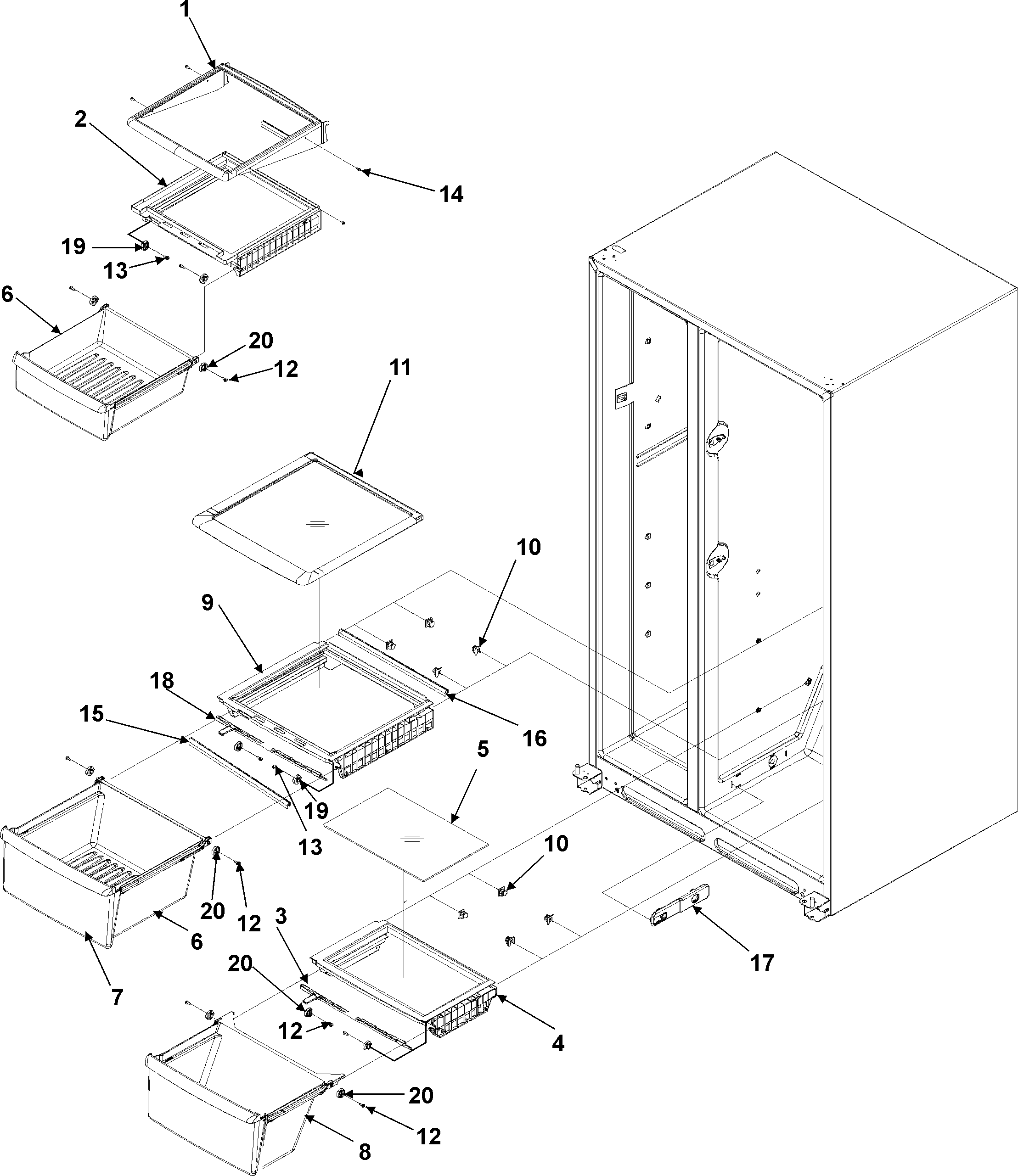 Amana AS2625PEKB crisper assembly diagram