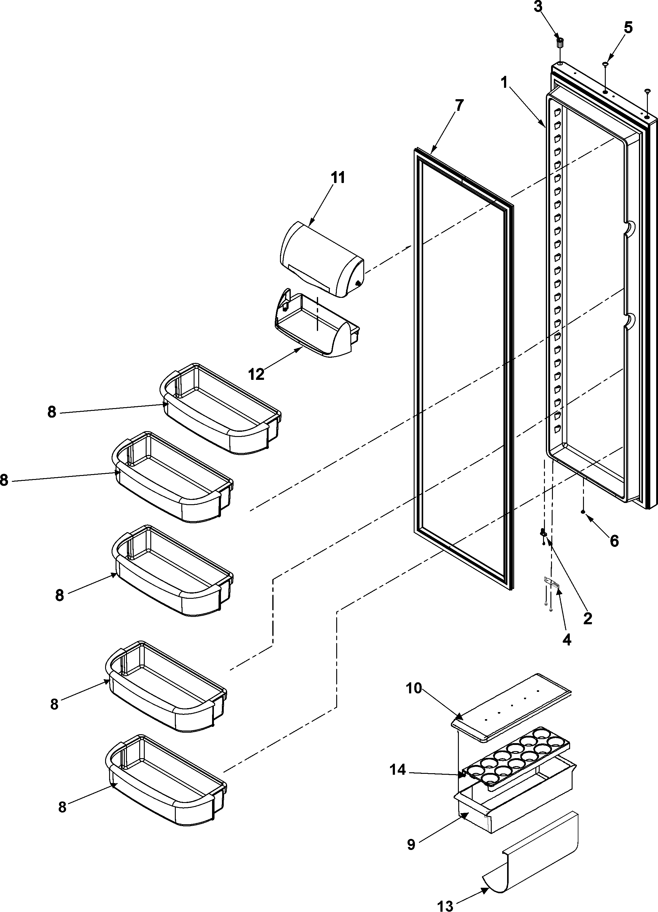 Amana AS2324GEKW refrigerator door diagram
