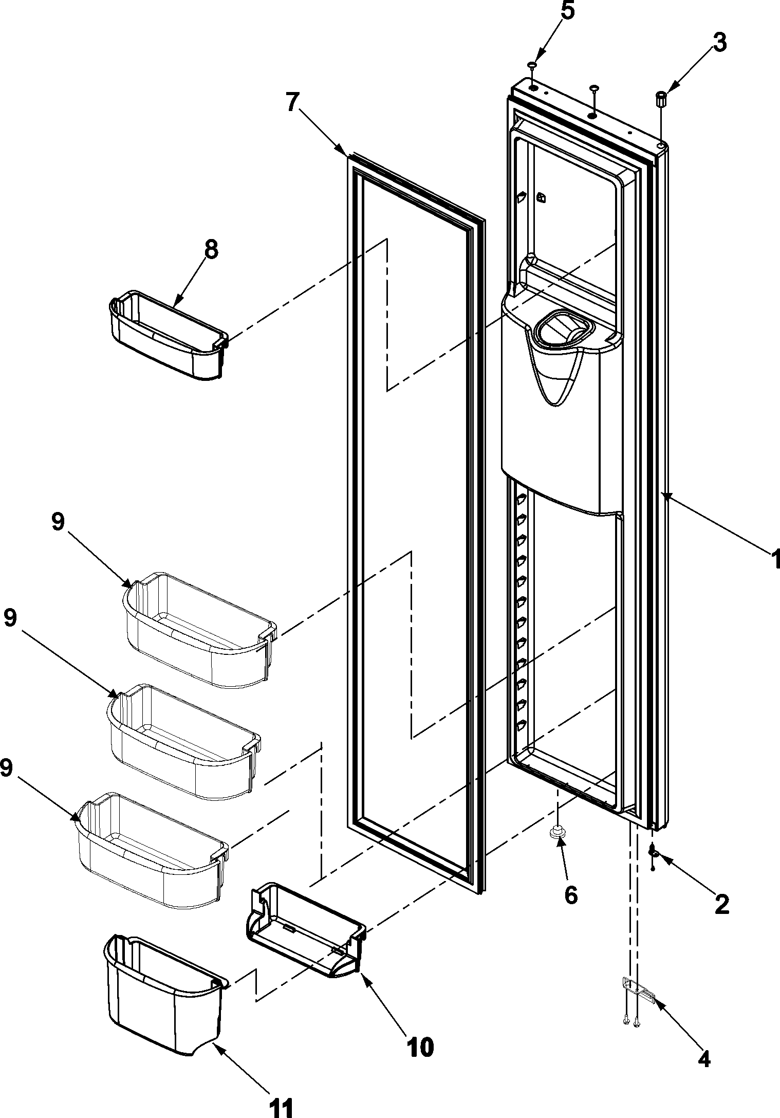 Amana AS2324GEKW freezer door diagram