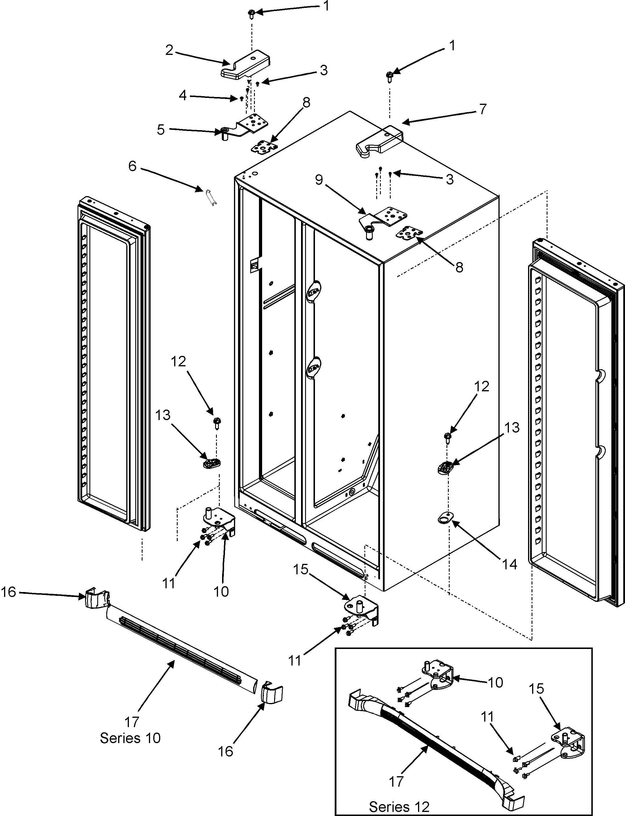 Jenn-Air JCB2287KEF hinges & toe grille diagram
