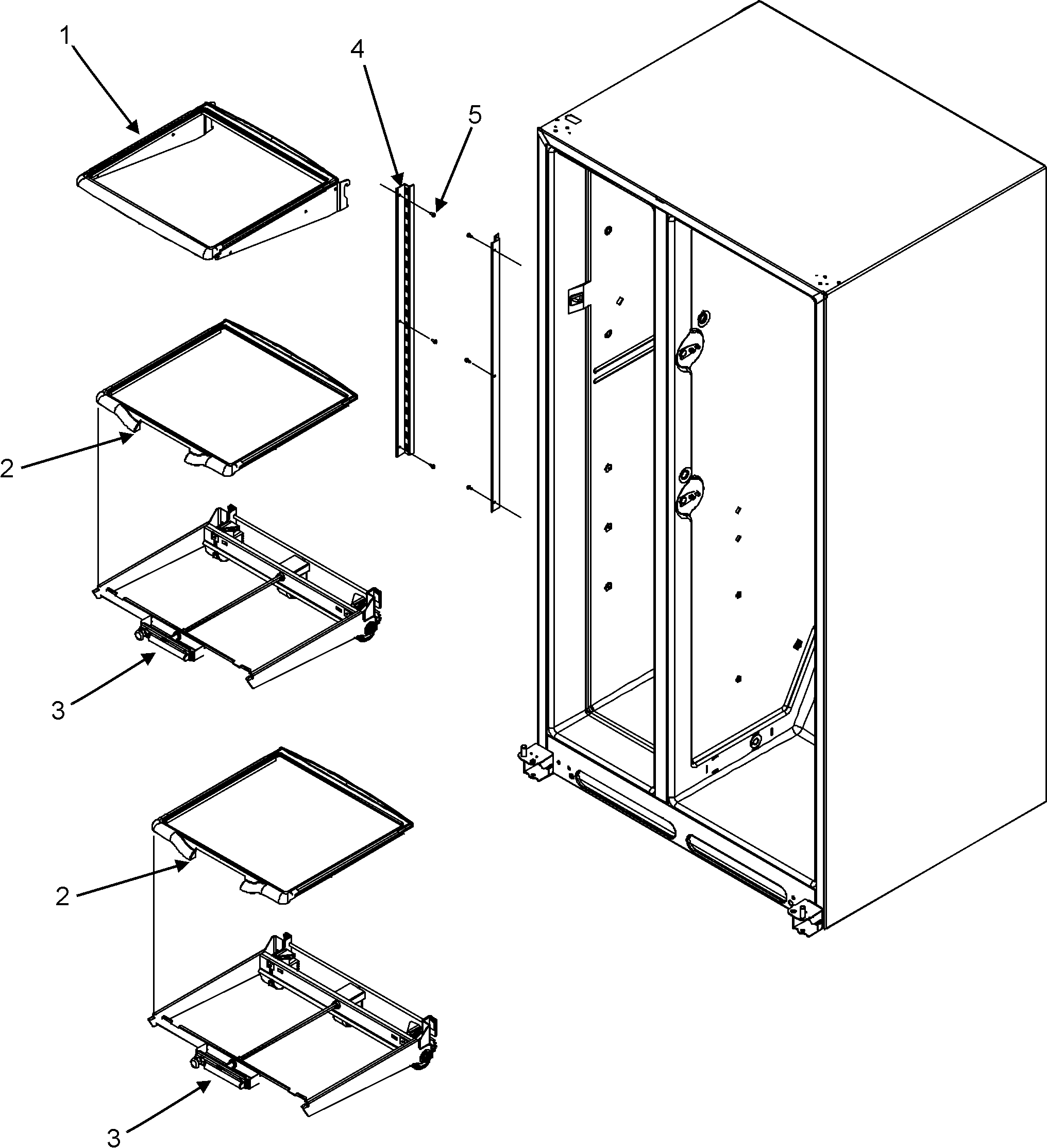 Jenn-Air JCB2287KEF refrigerator shelves diagram