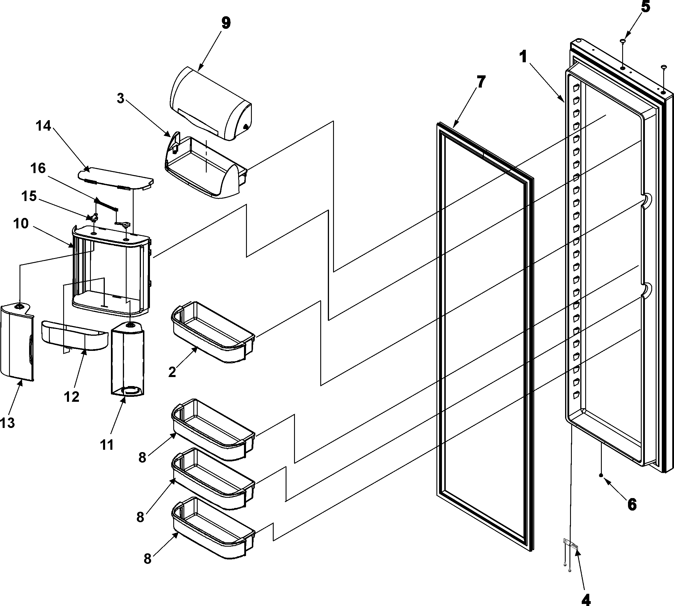Kenmore 59657016600 refrigerator door diagram