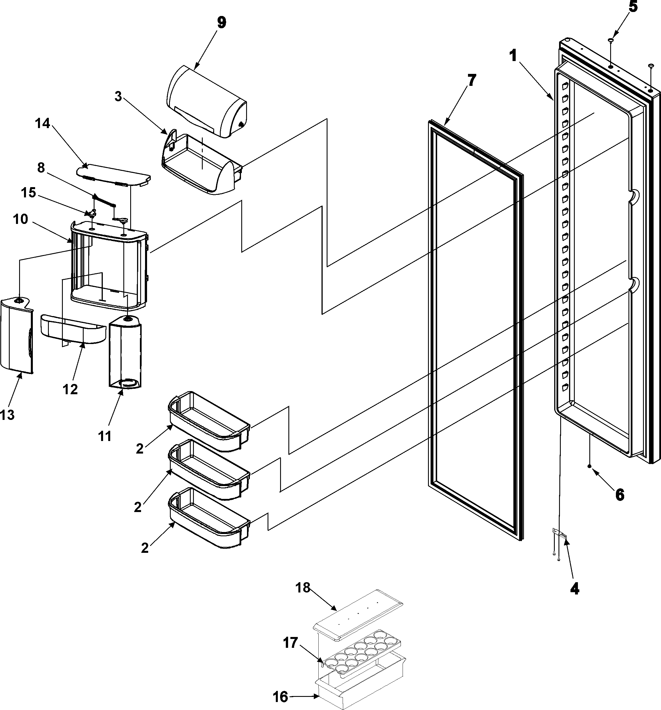 Kenmore 59657059600 refrigerator door diagram