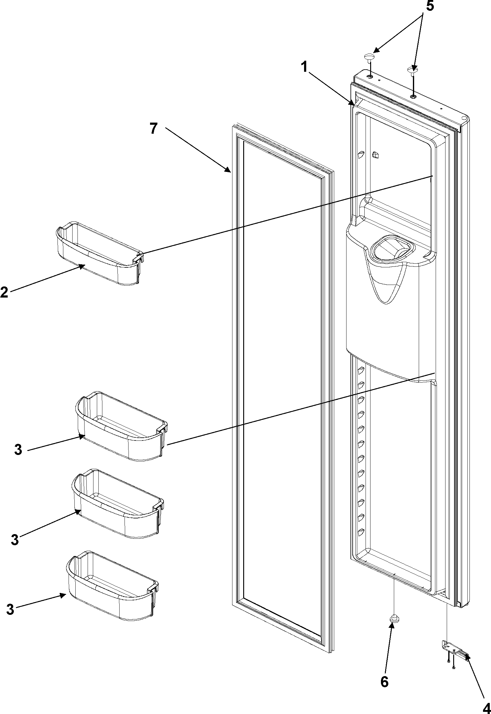 Kenmore 59657059600 freezer door diagram