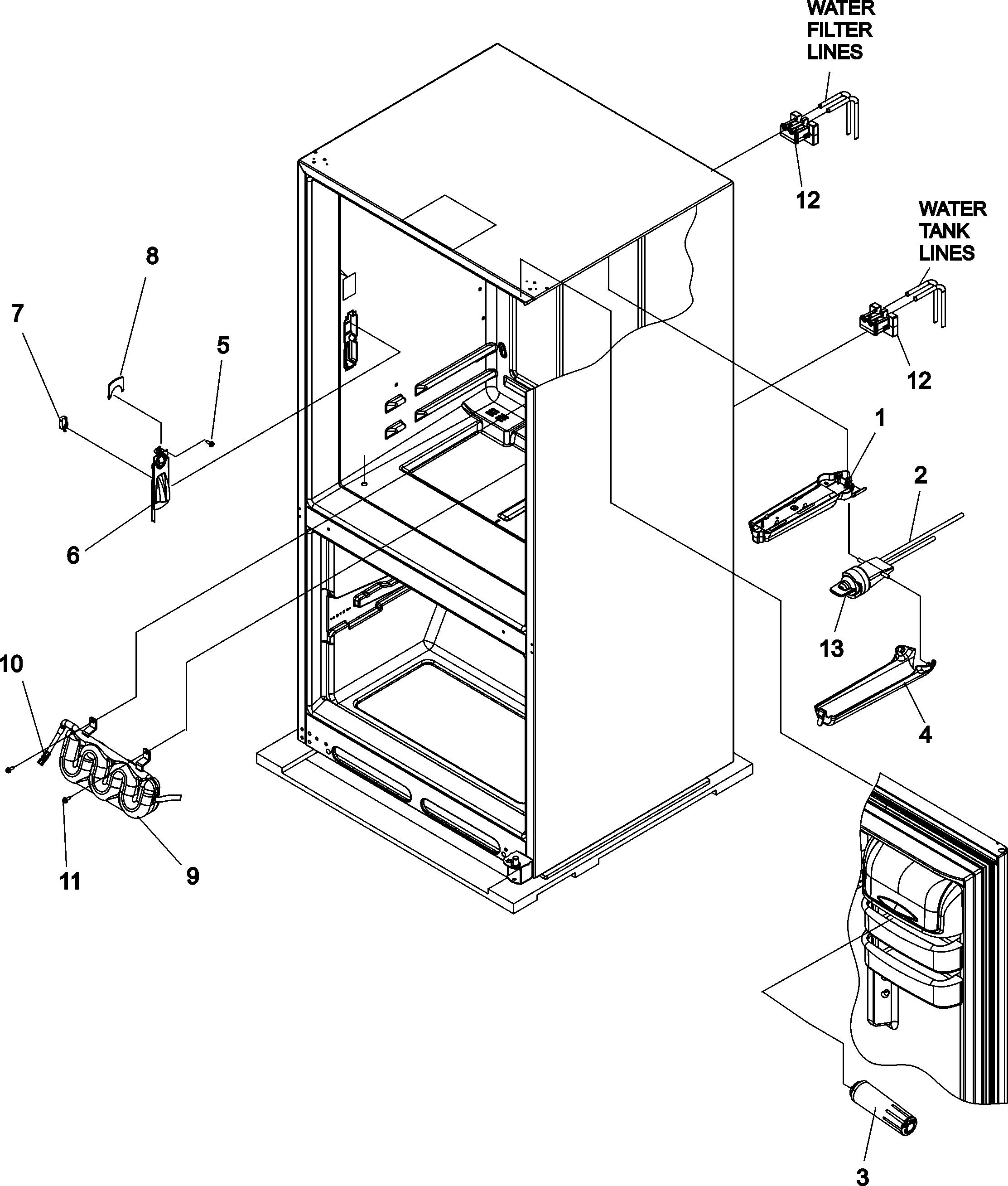 Kenmore Elite 59676593600 water dispenser & filter diagram