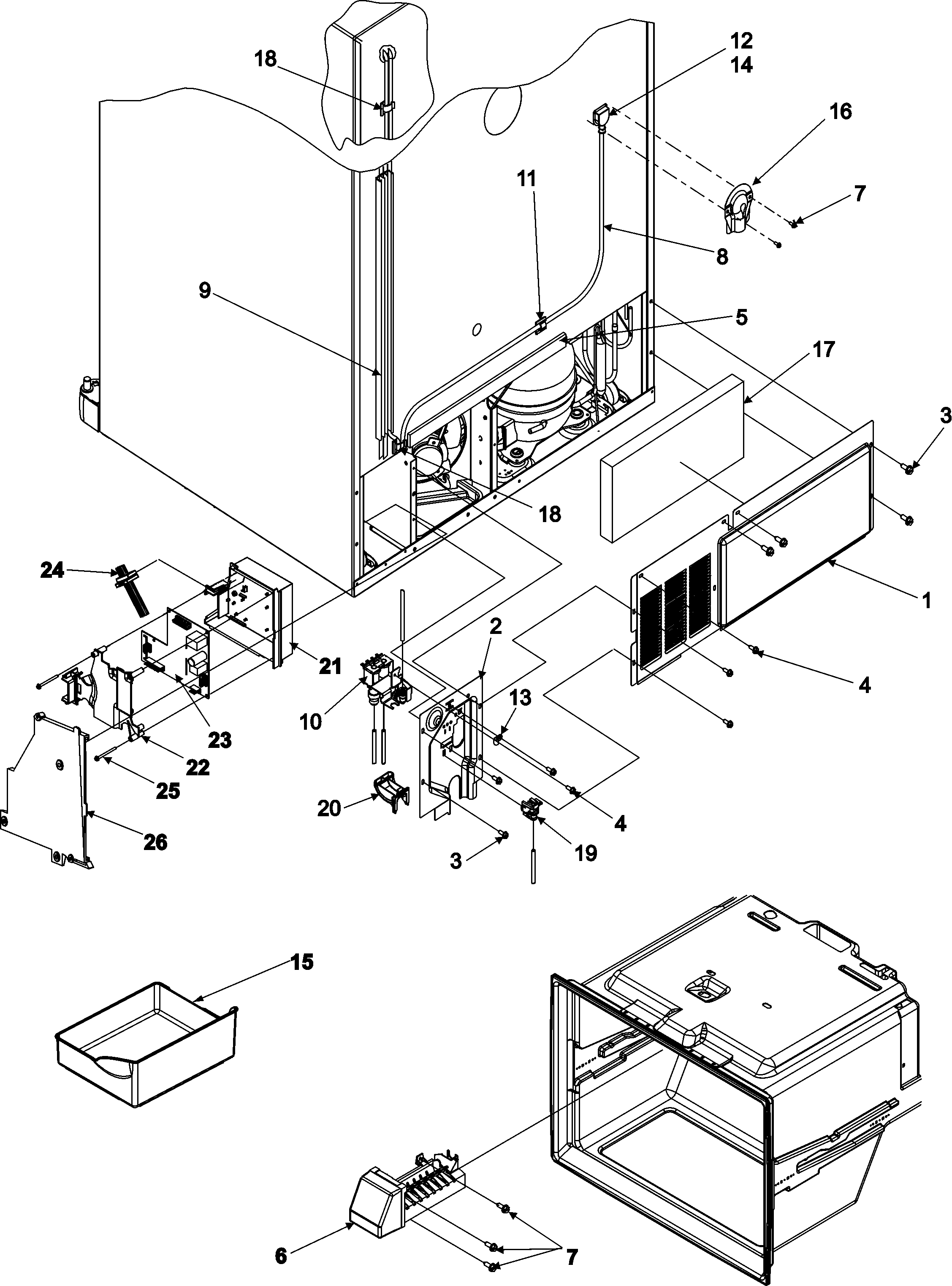 Kenmore Elite 59676593600 cabinet back diagram