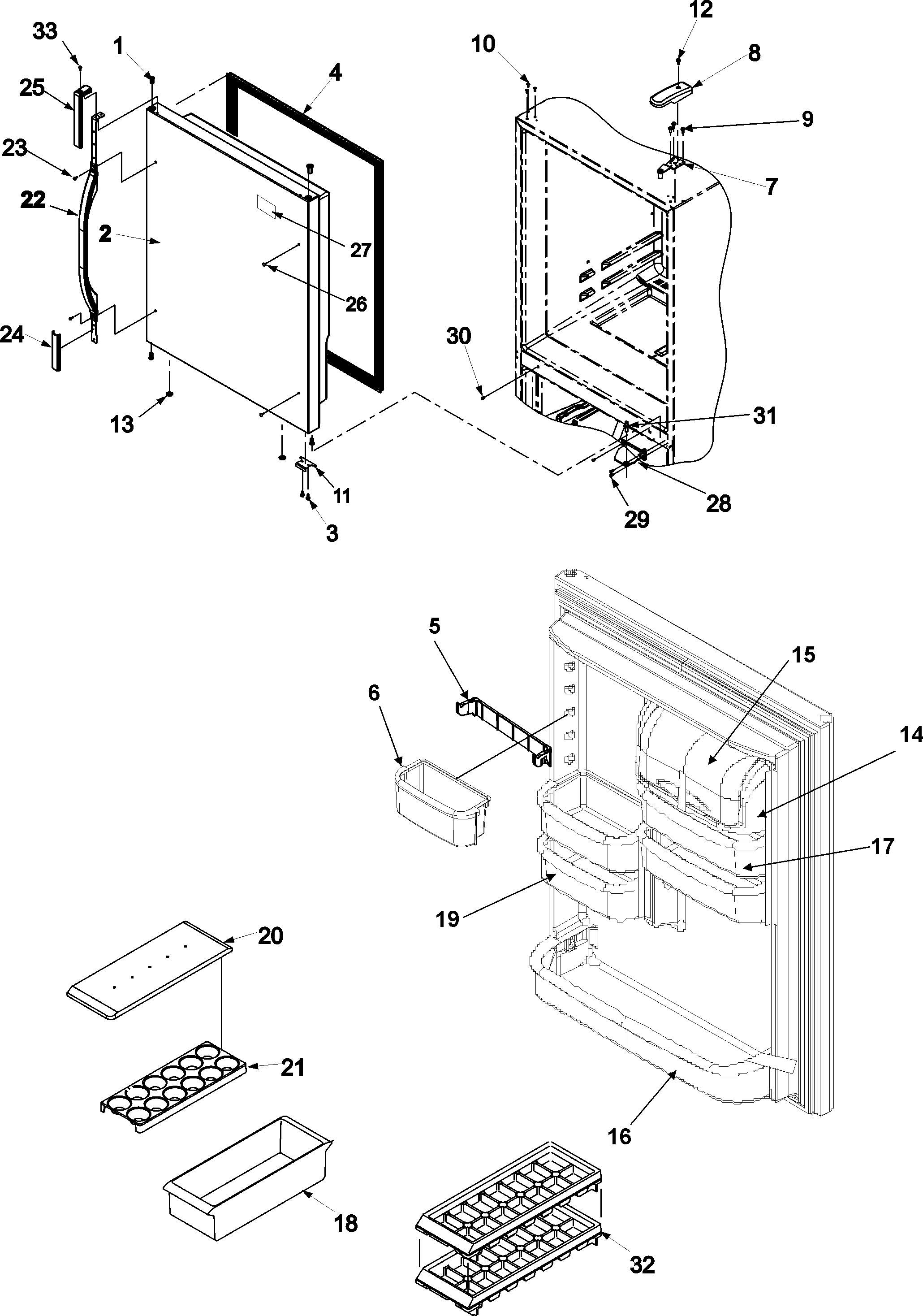 Kenmore 59665939402 refrigerator door diagram