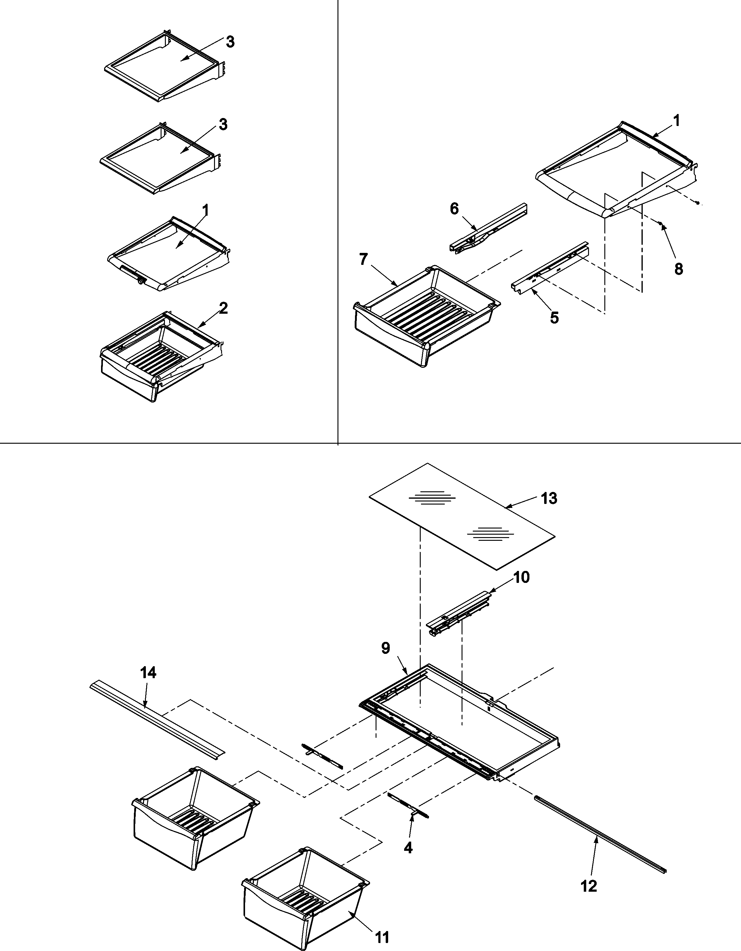 Kenmore 59665939402 refrigerator shelving diagram