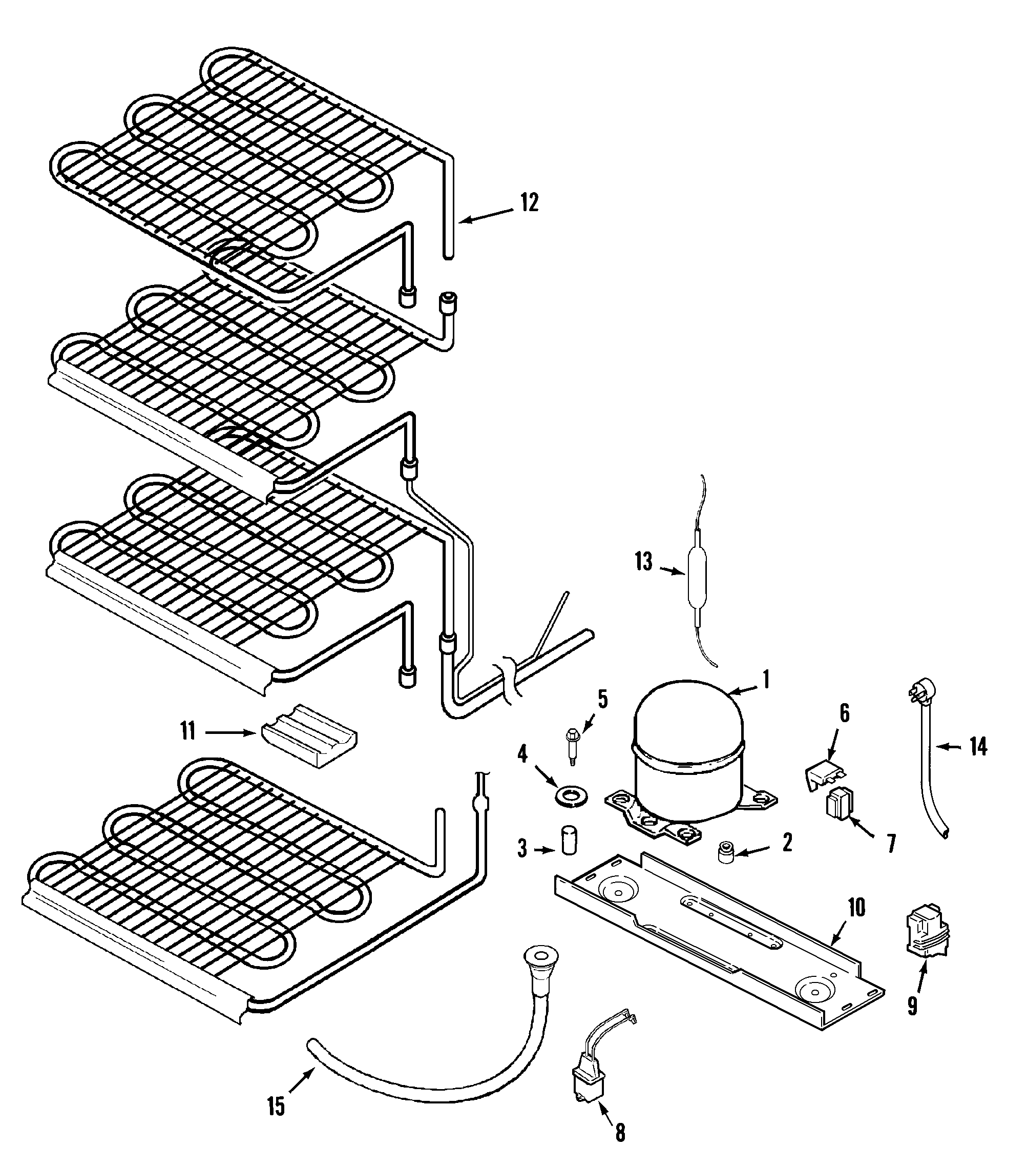 Amana AFU1705BW unit compartment & system diagram
