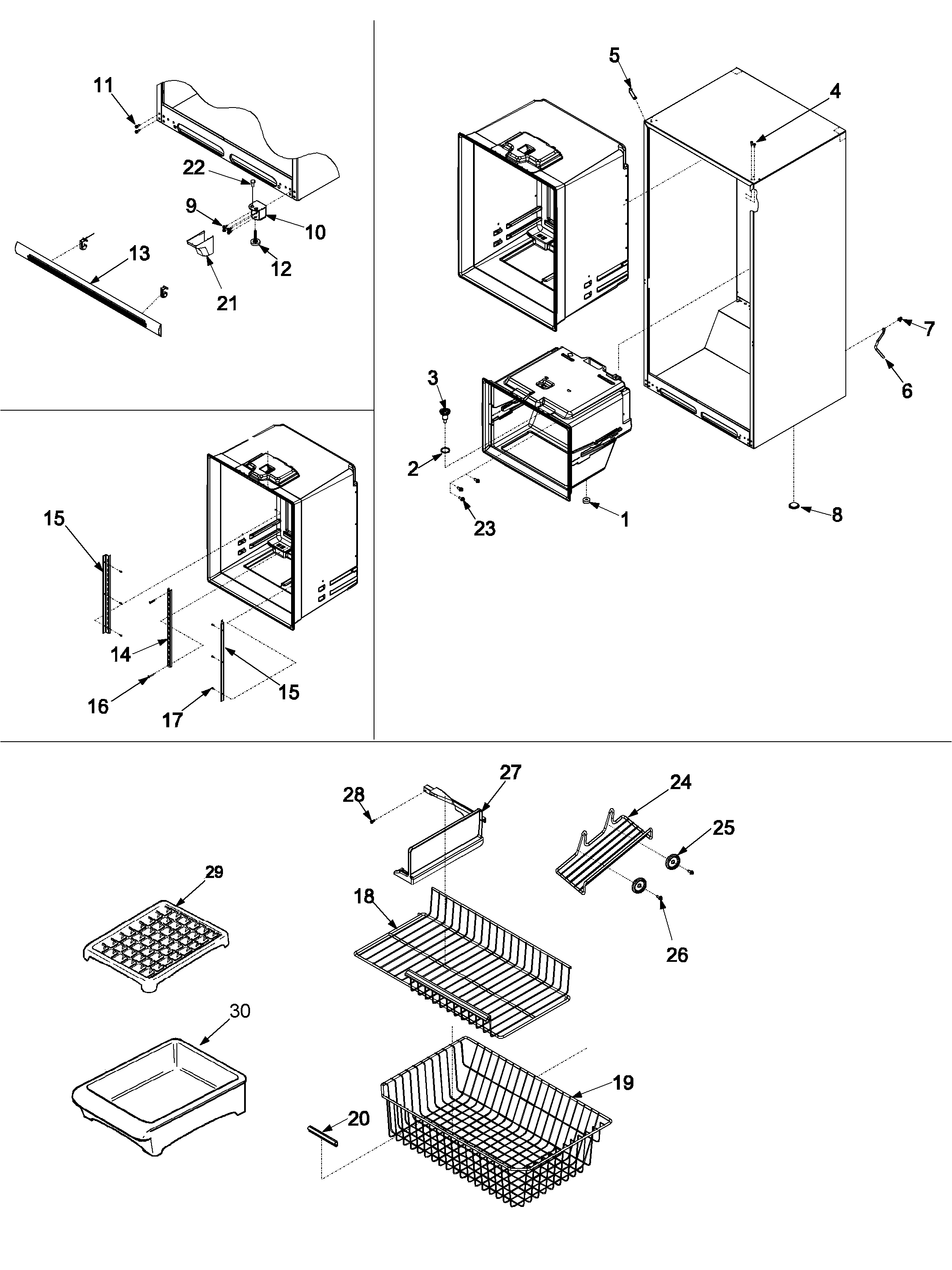 Maytag MBB1952HEQ interior cabinet & freezer shelving diagram