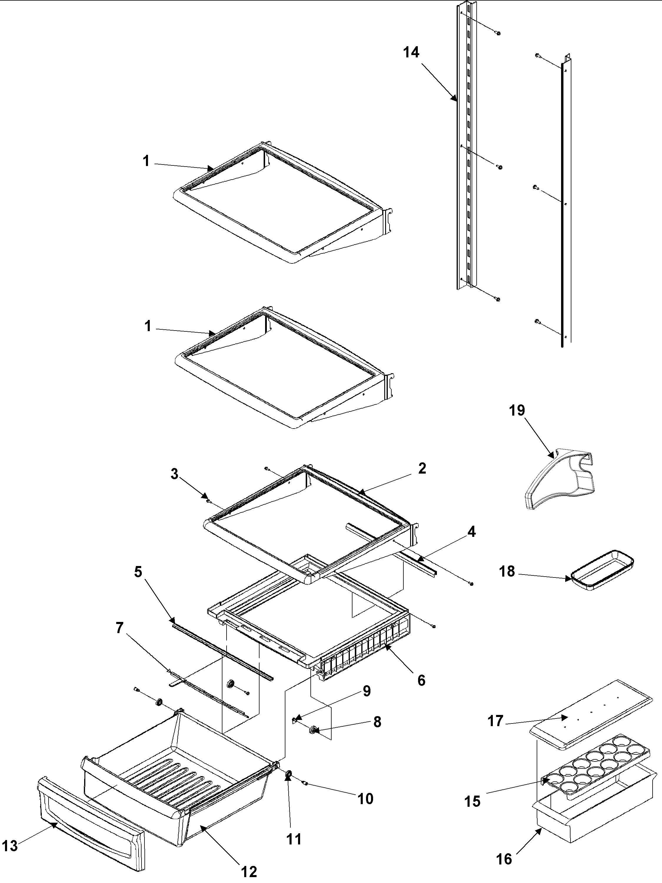 Amana ASD2626HES deli and ref shelf series 50+ diagram