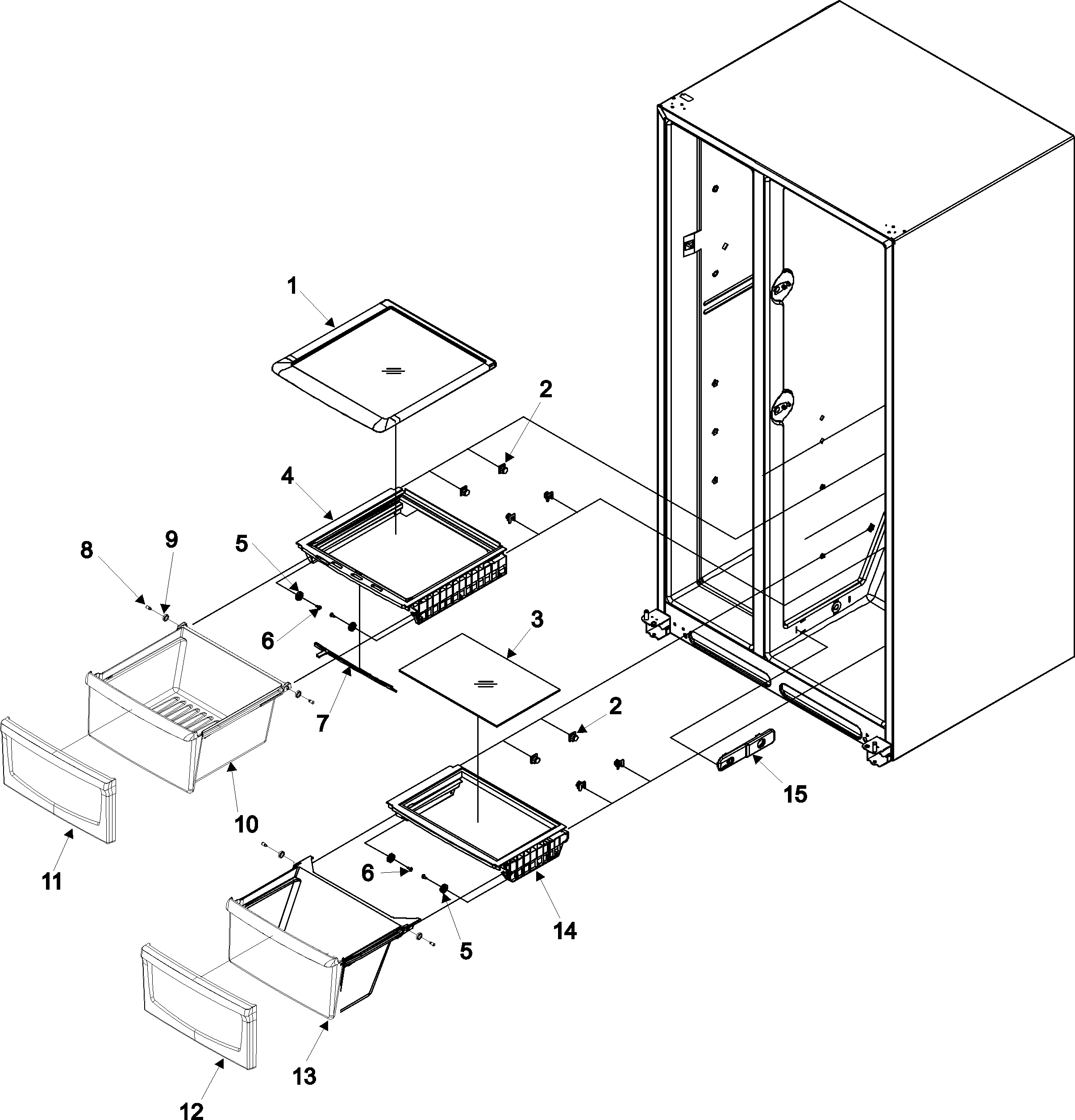 Amana ASD2626HES crisper assy series 50+ diagram