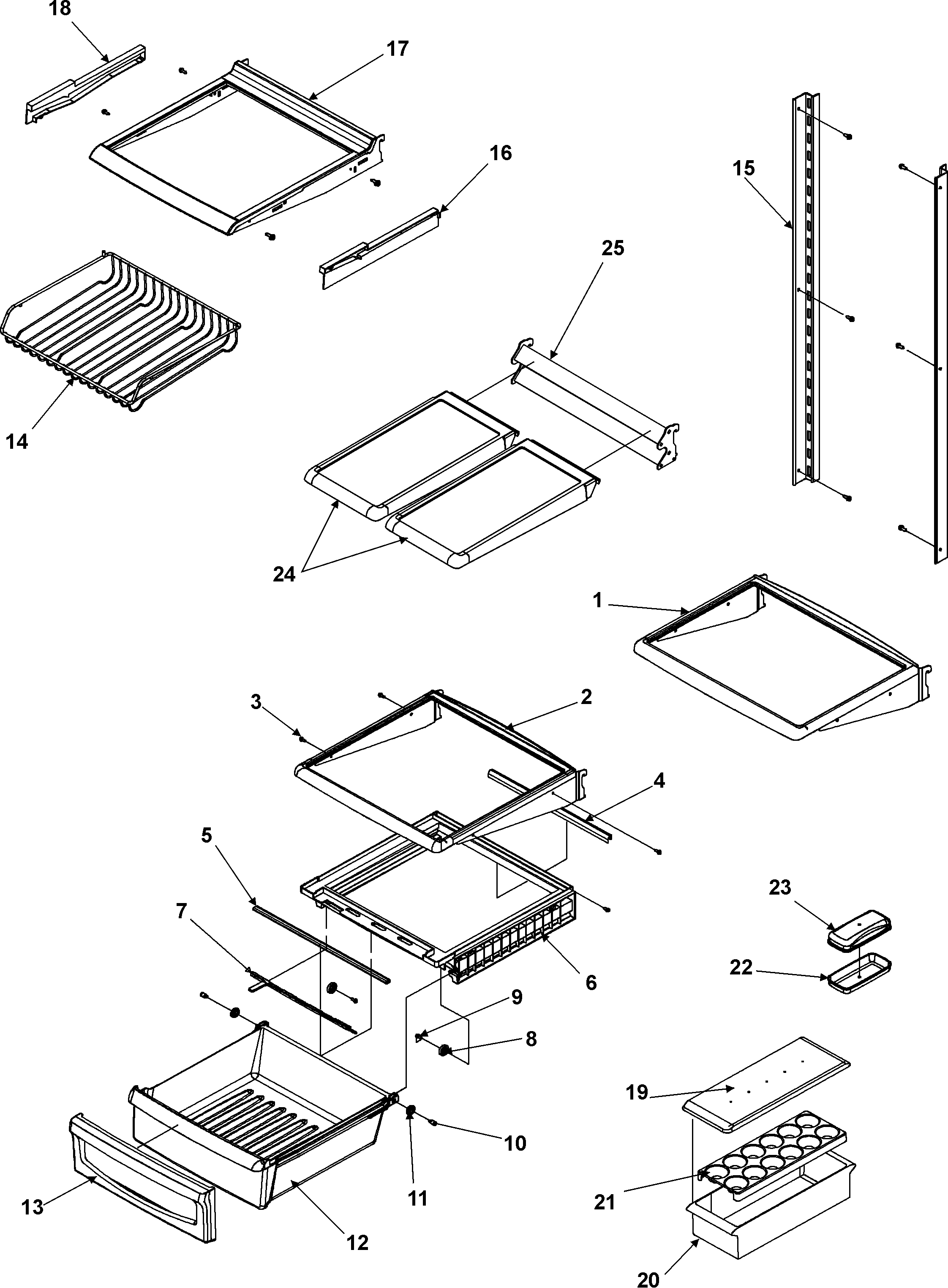 Amana ASD2628HES deli and ref shelf diagram