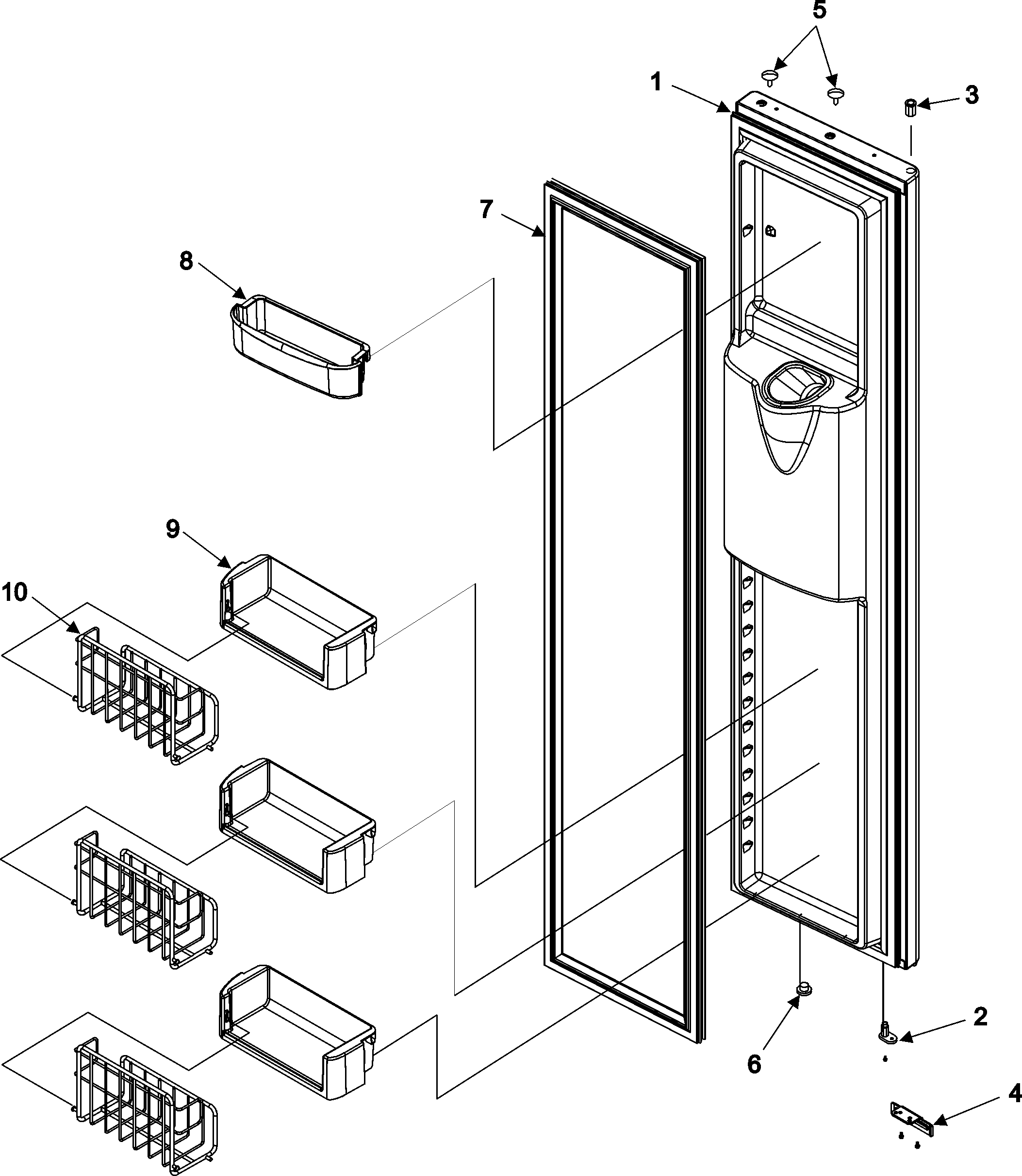 Jenn-Air JCD2290HEW freezer door diagram