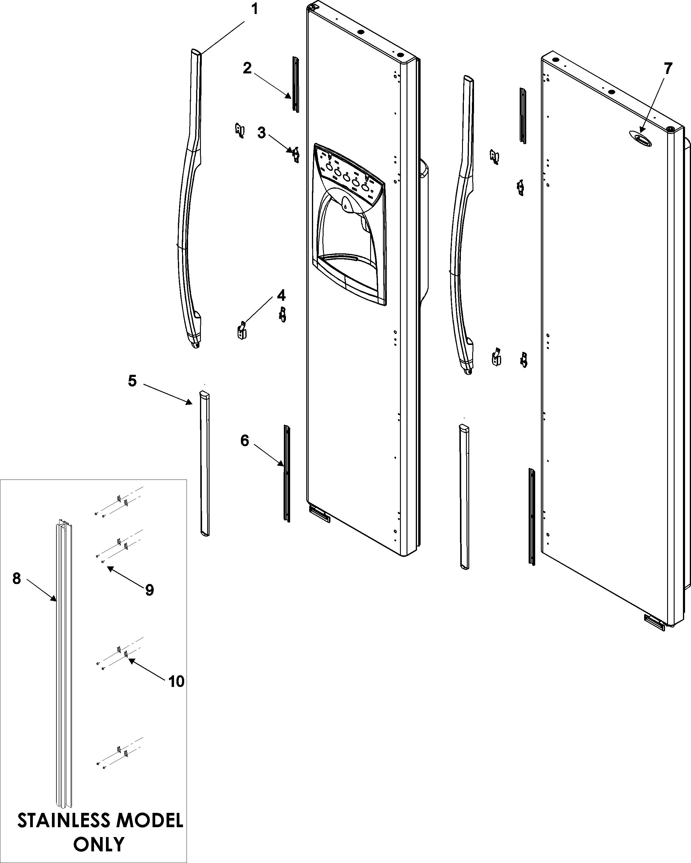 Jenn-Air JCD2290HEW handles & trim diagram