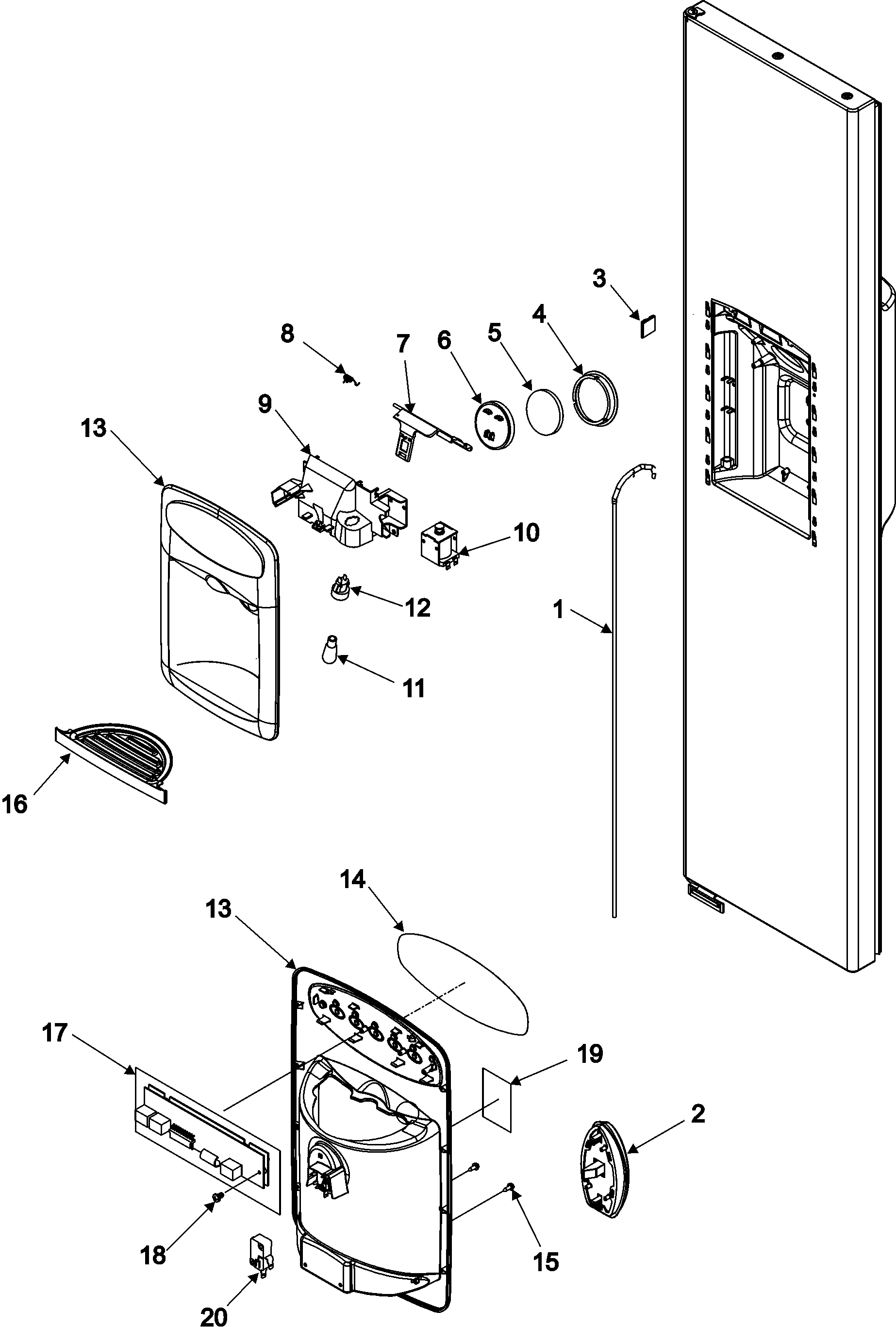 Jenn-Air JCD2290HEW fz door and facade diagram